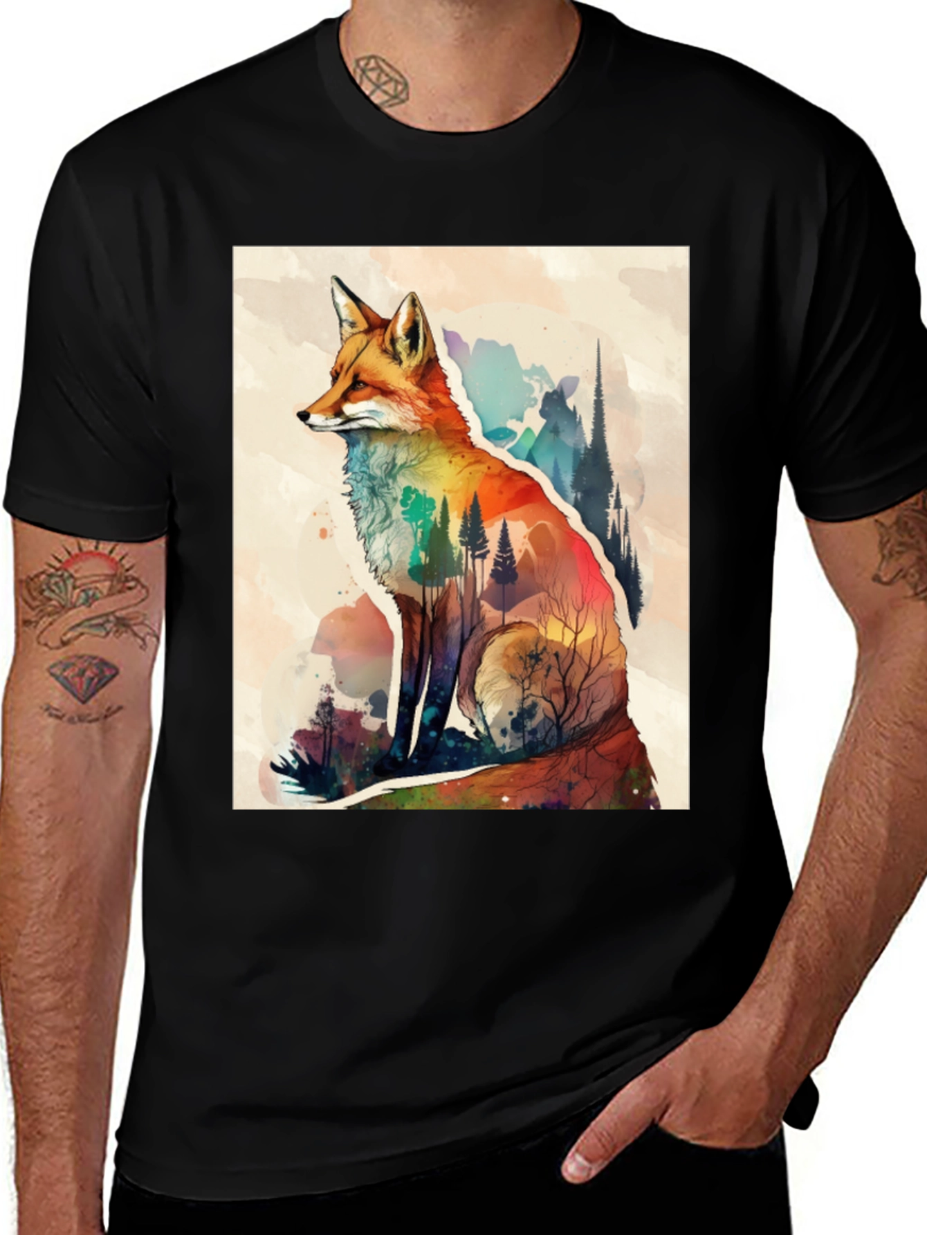 Variant 25 of Fox Watercolor Graphic T-Shirt
