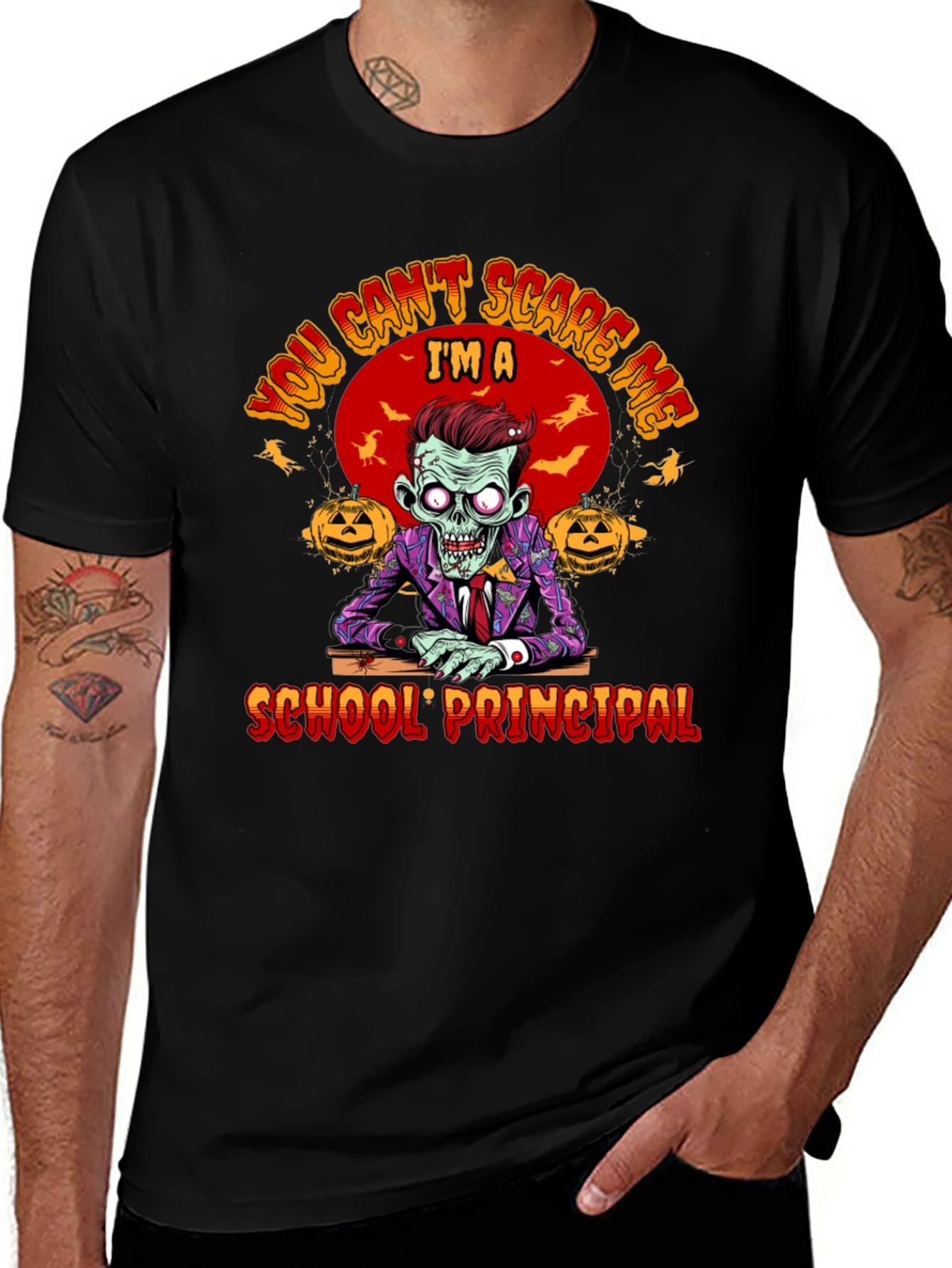 Variant 10 of You Can't Scare Me I'm a School Principal Zombie T-Shirt