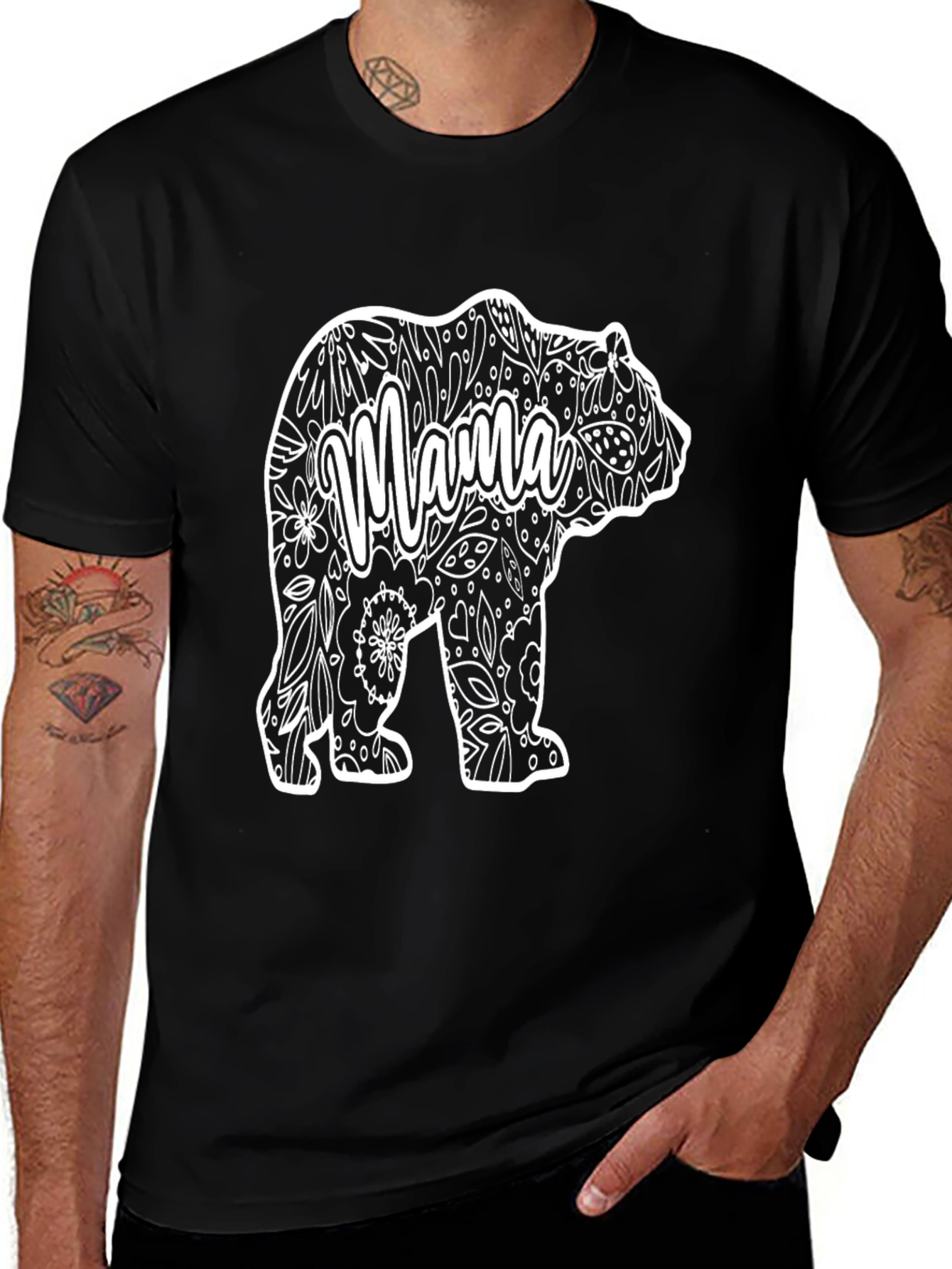 Variant 13 of Mama Bear Graphic Tee - Black Comfort Fit