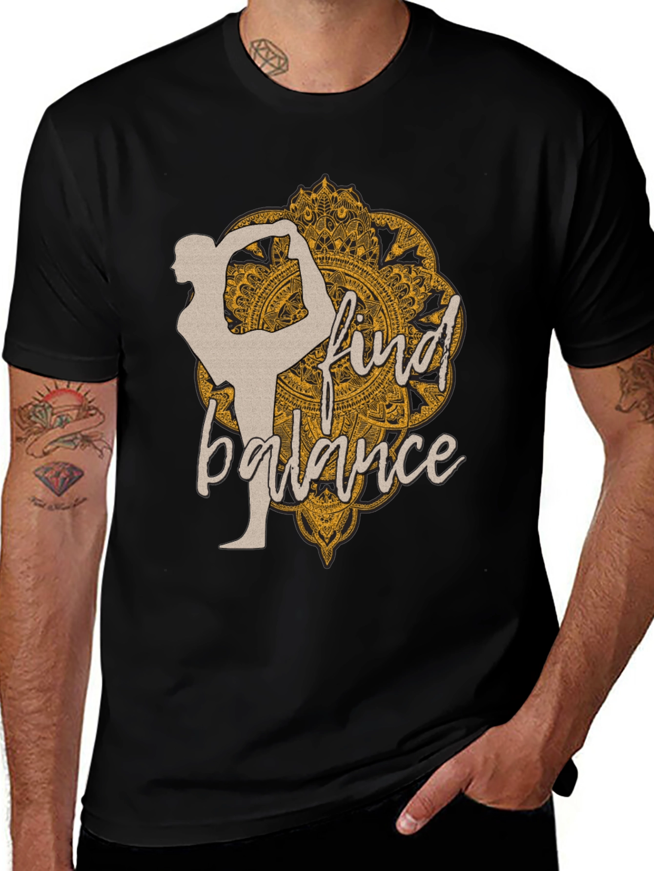 Variant 29 of Yoga Find Balance Black T-Shirt