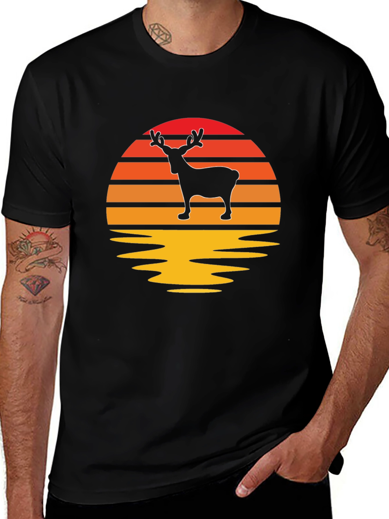Variant 5 of Sunset Deer Graphic Tee