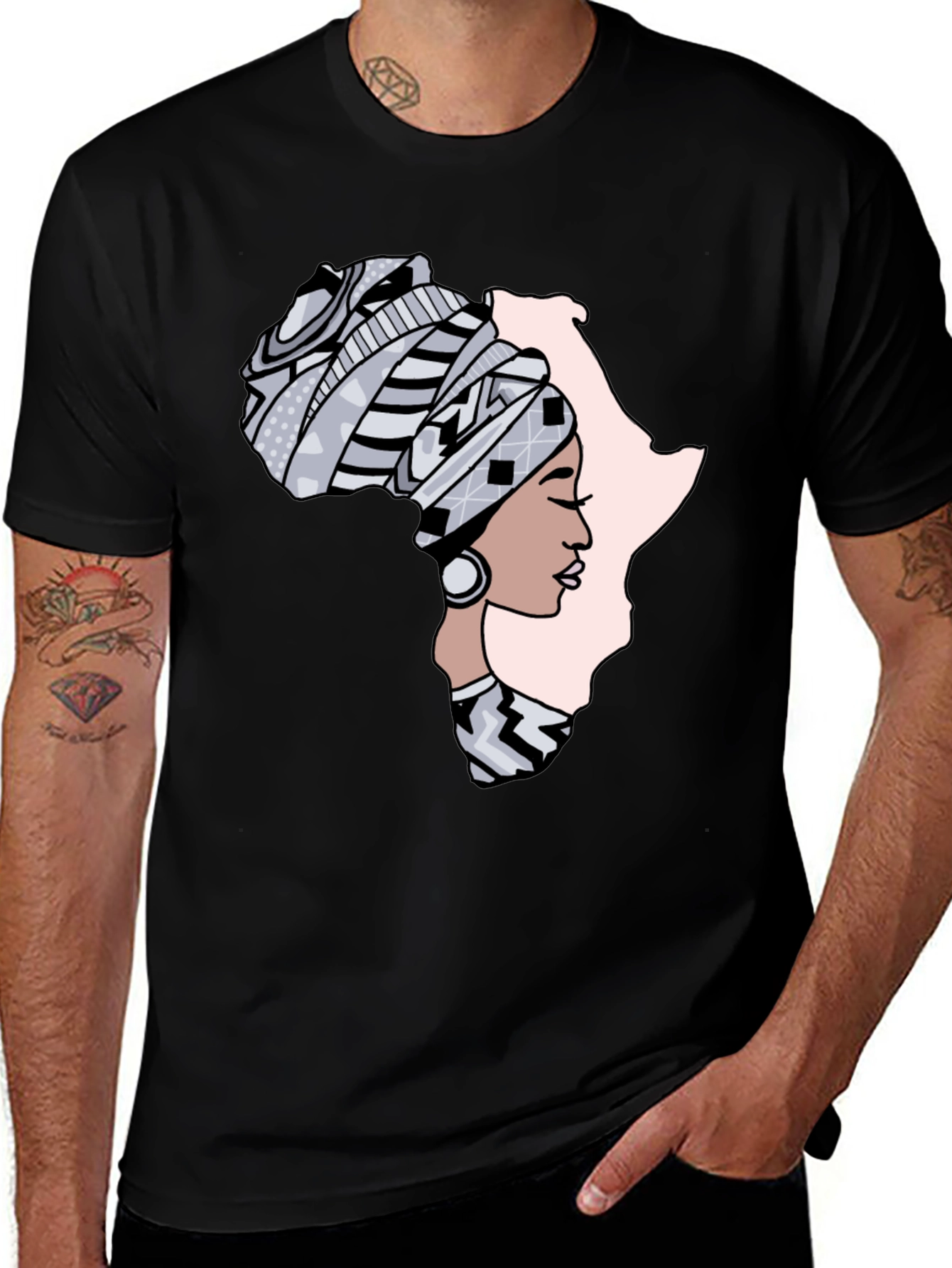 Variant 6 of Africa Woman Graphic Tee - Black Cotton T-Shirt