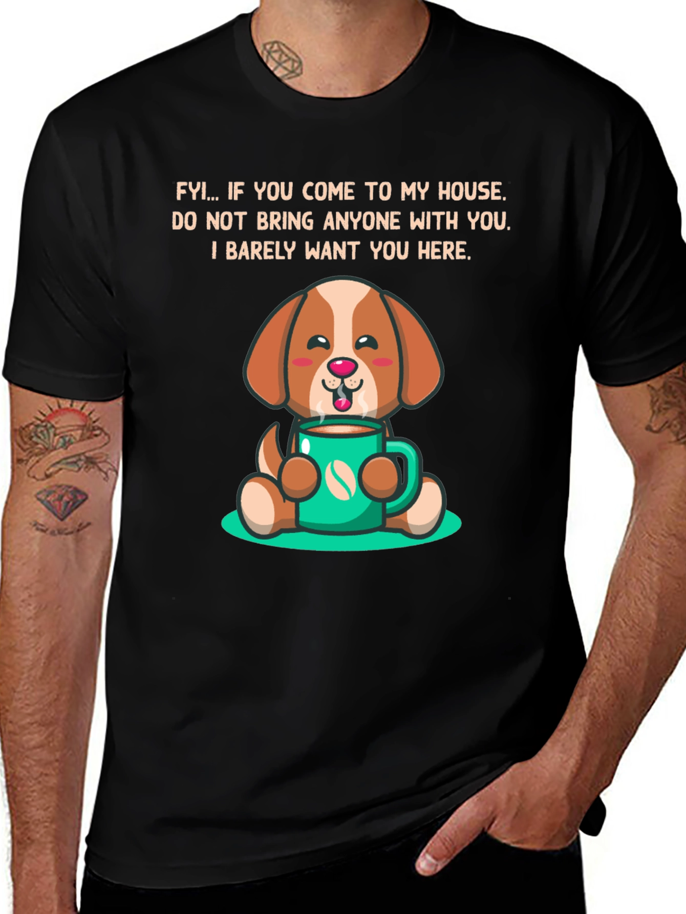 Dog Coffee Lover Graphic Tee - FYI Slogan