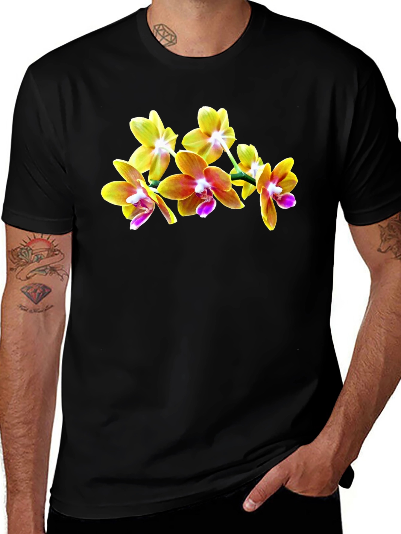 Orchid Blossom Black T-Shirt