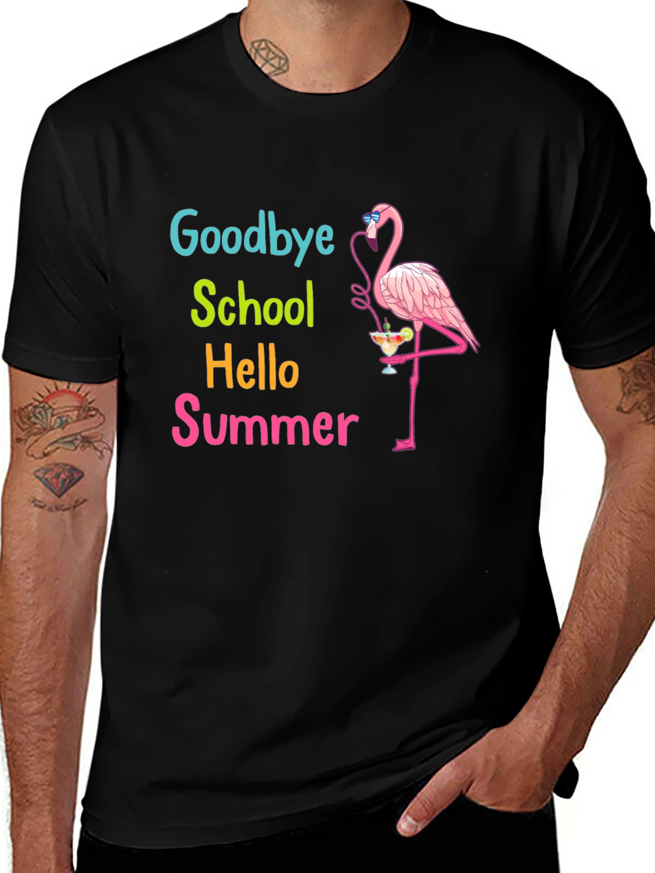 Variant 19 of Goodbye School Hello Summer Flamingo Graphic Tee