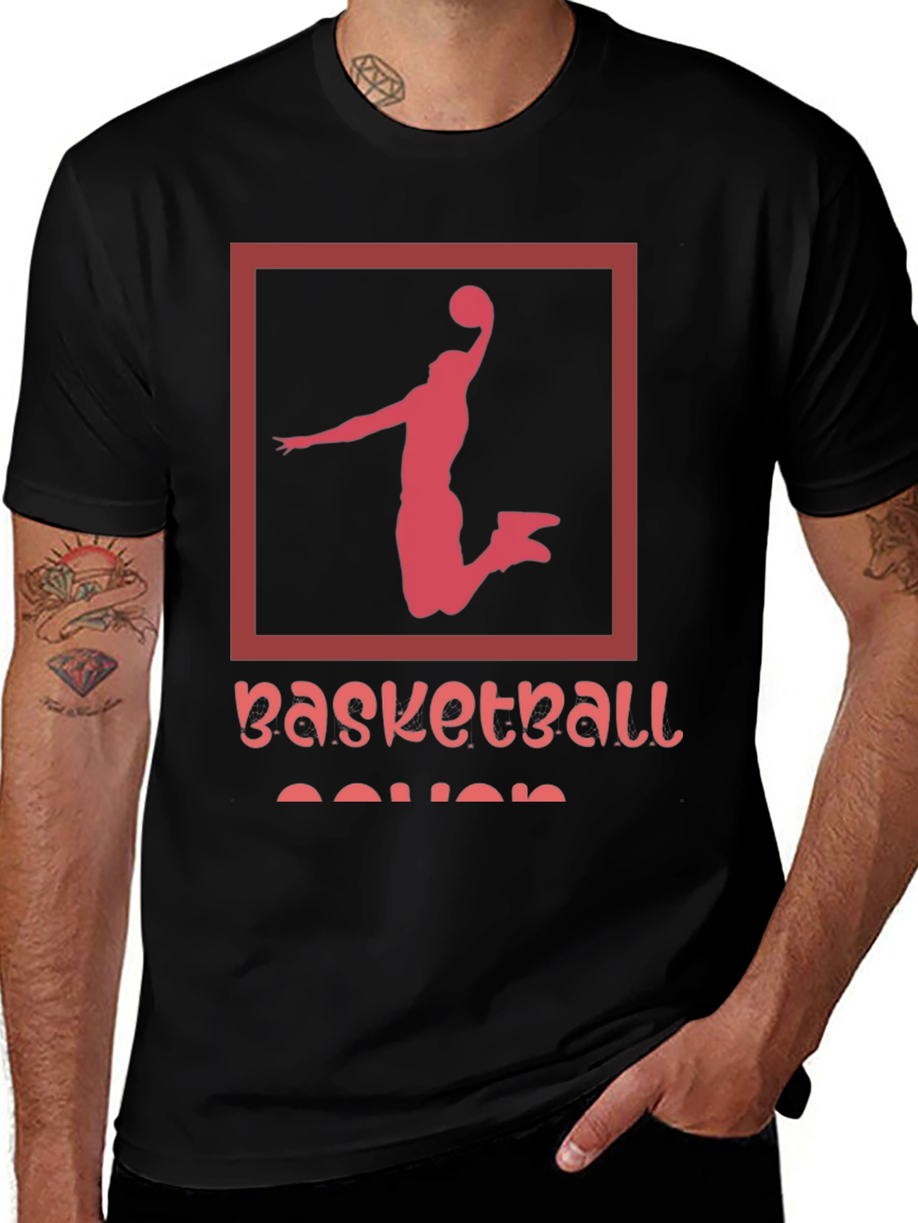 Variant 30 of Basketball Player Graphic Tee - Black Cotton T-Shirt