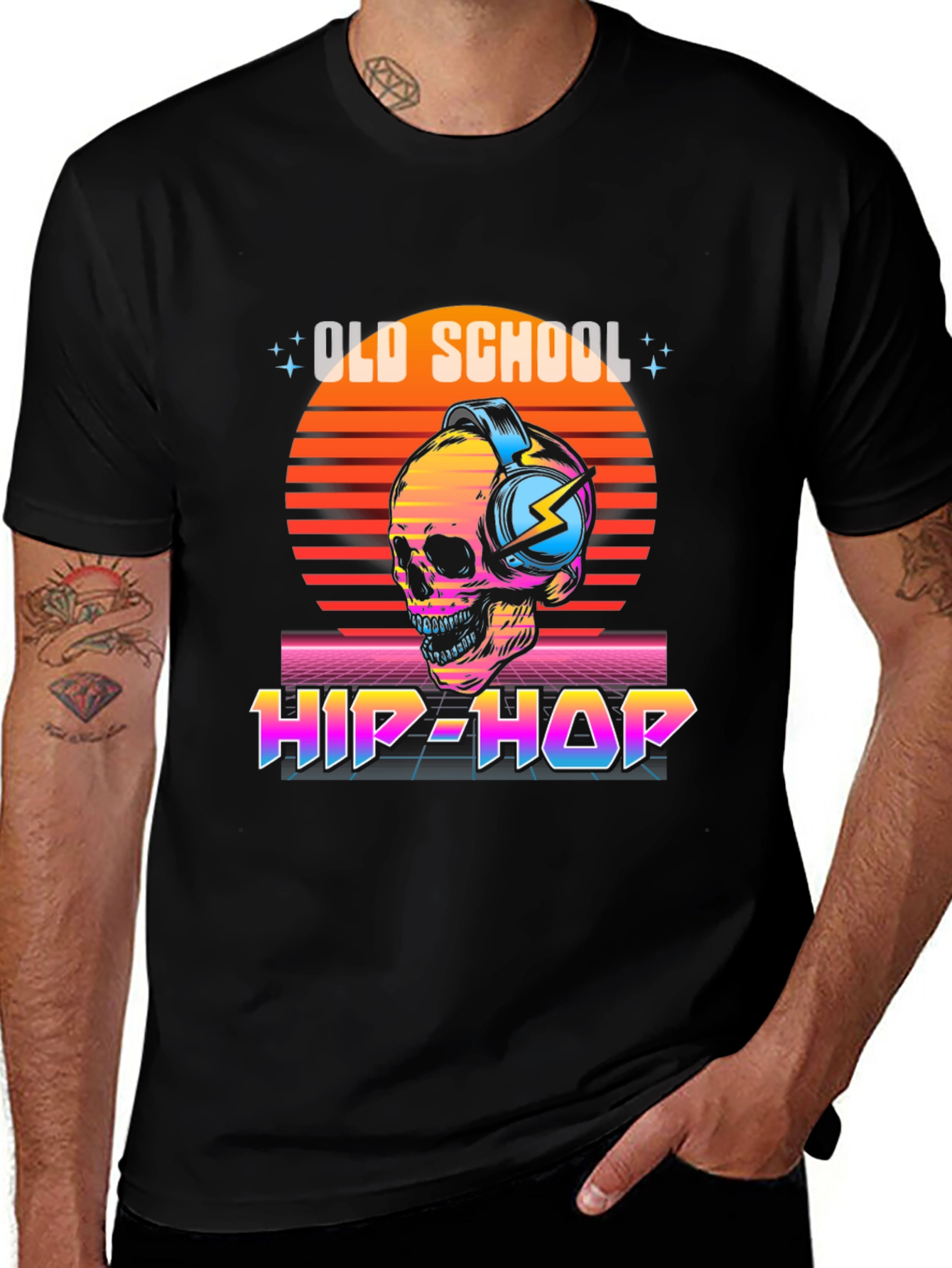 Variant 23 of Retro Old School Hip-Hop Skull Graphic T-Shirt
