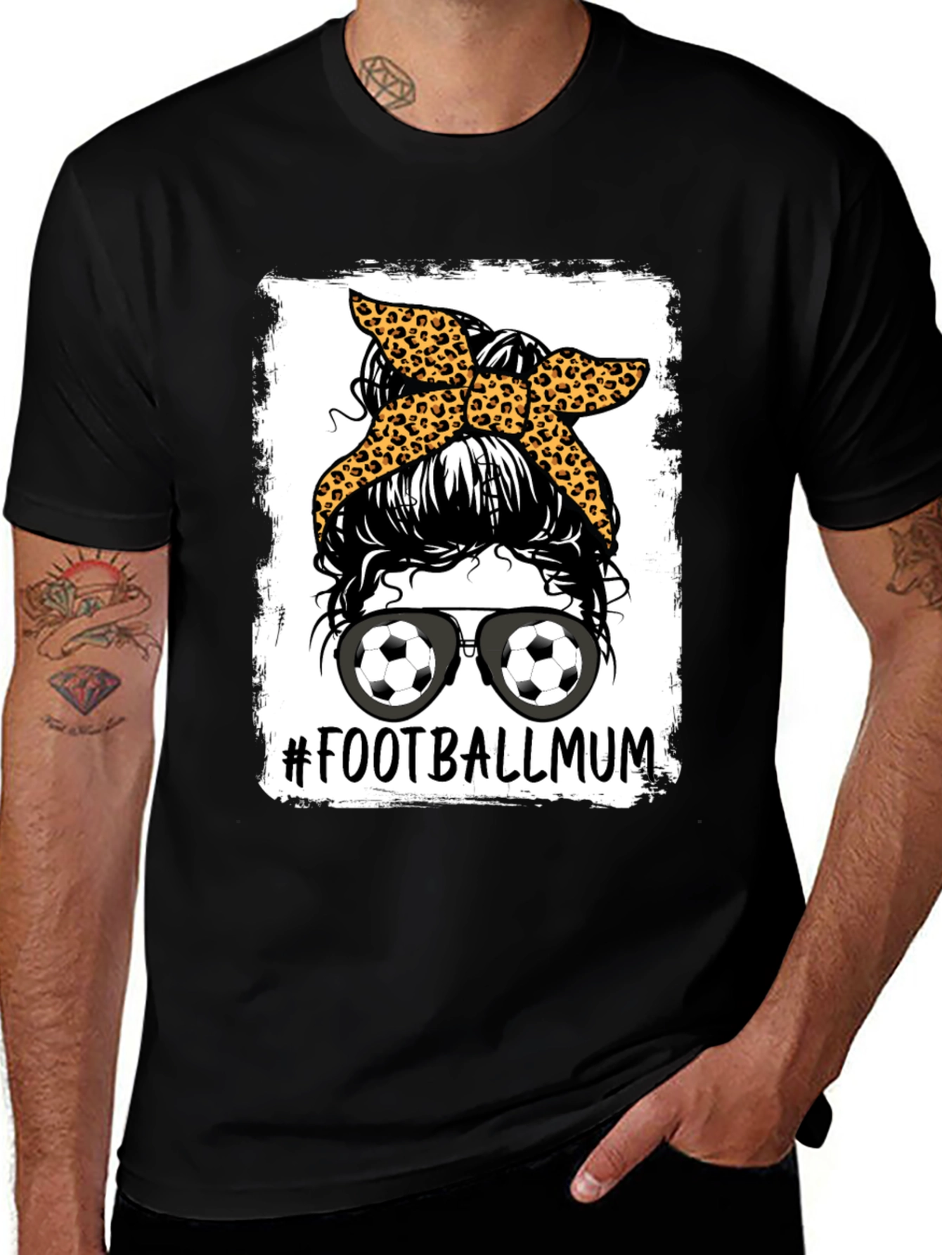 Variant 18 of Football Mum Graphic Tee - Messy Bun Design