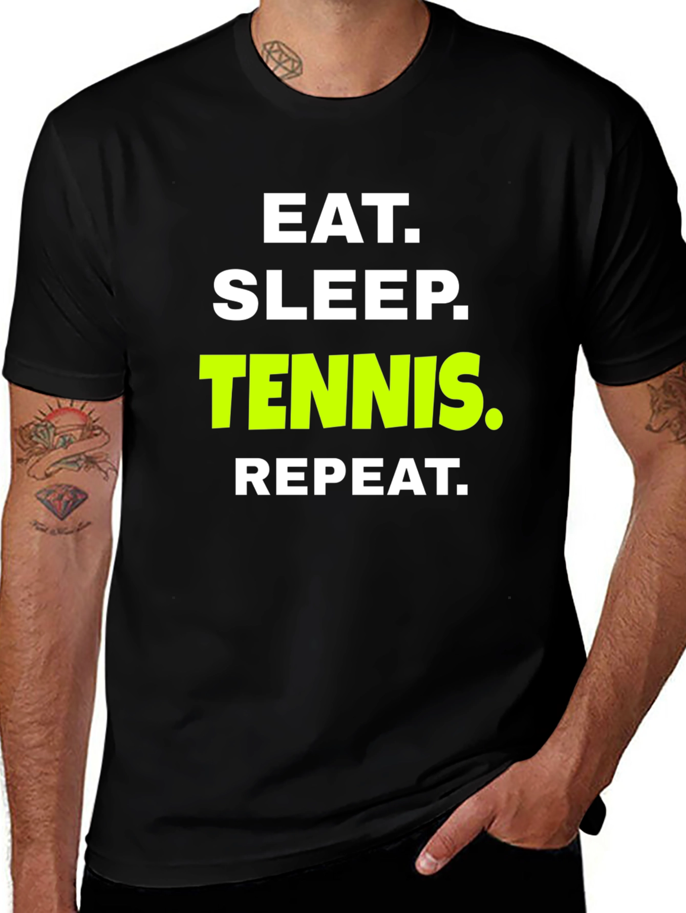 Variant 30 of Eat Sleep Tennis Repeat Black T-Shirt