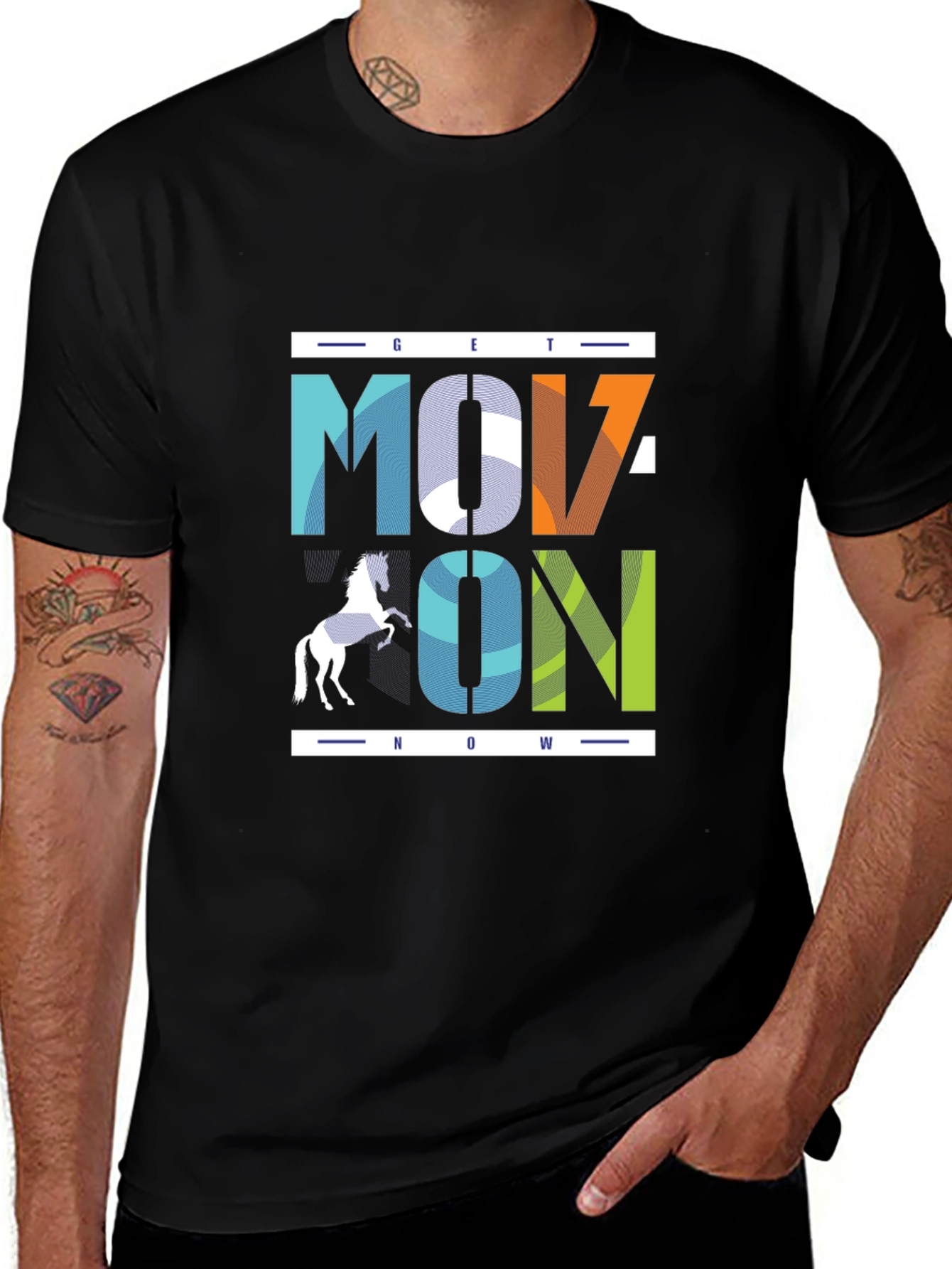 Stylish "Move On" Graphic Print Black T-Shirt