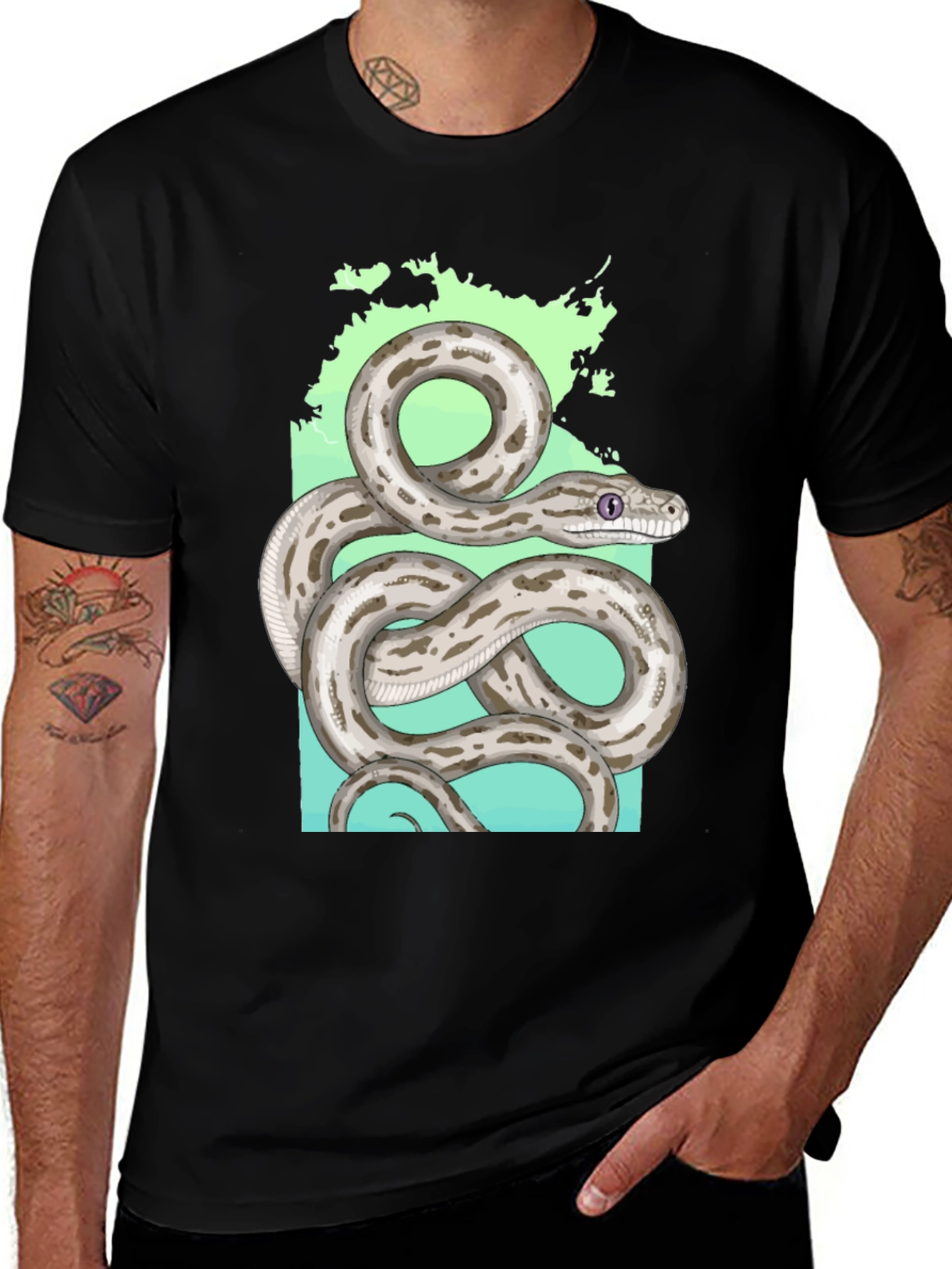 Variant 24 of Snake Print Graphic Tee - Cool Reptile Design