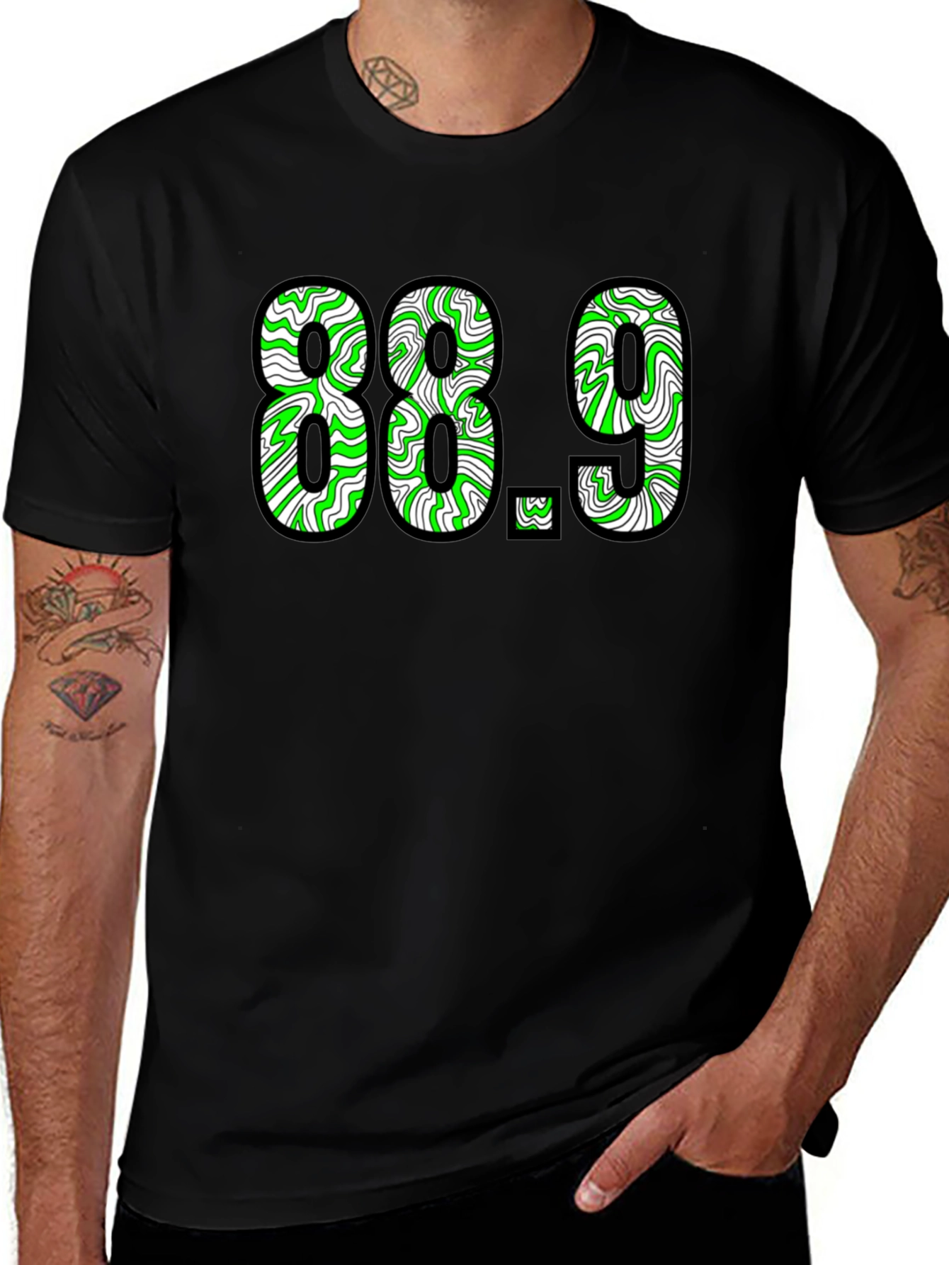 Variant 5 of 88.9 Graphic Tee - Black Cotton T-Shirt