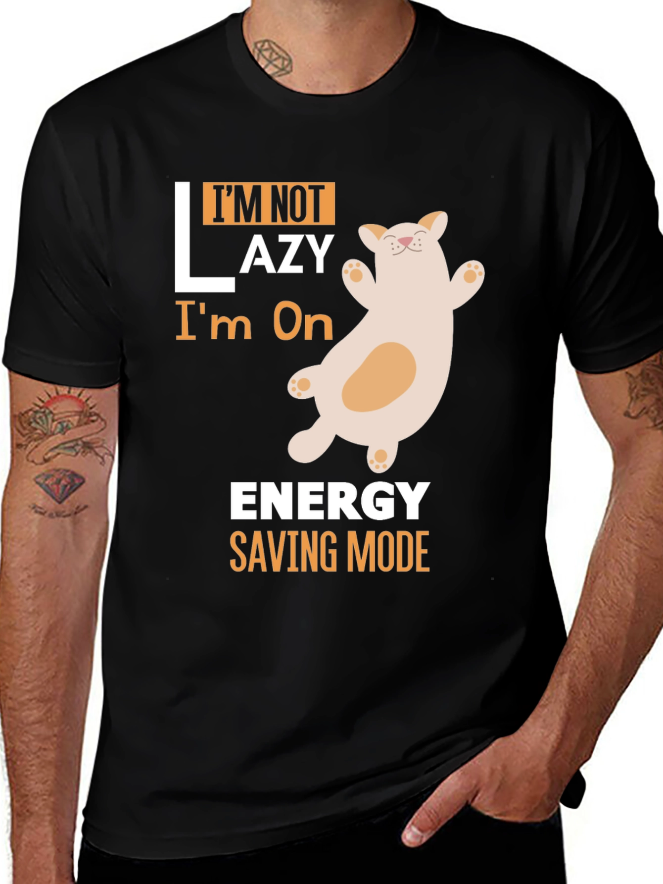 I'm Not Lazy Energy Saving Mode Black T-Shirt