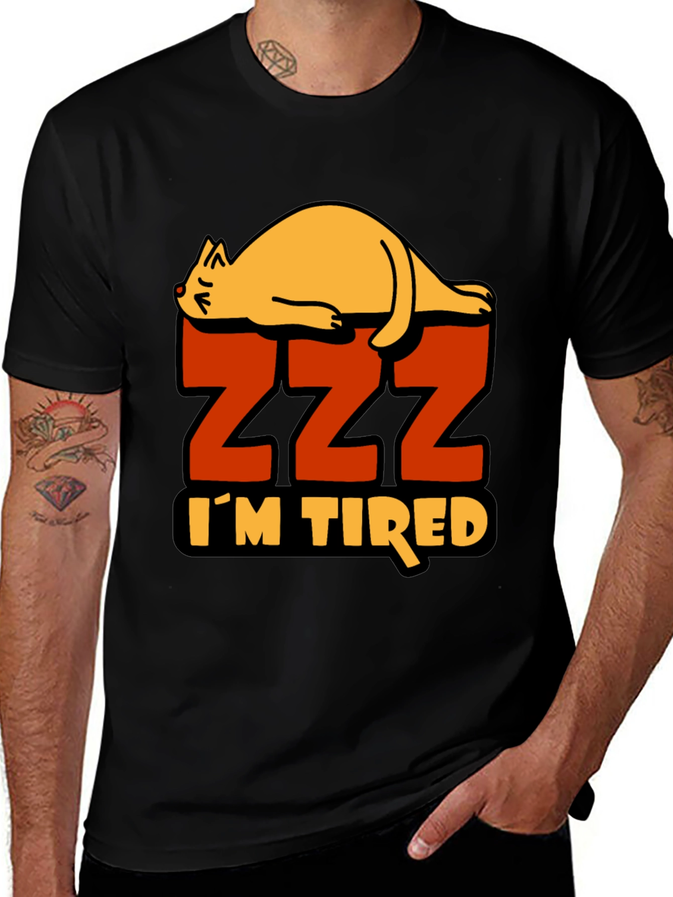 Variant 16 of I'm Tired Cat Zzz T-Shirt - Sleepy Lazy Funny Tee