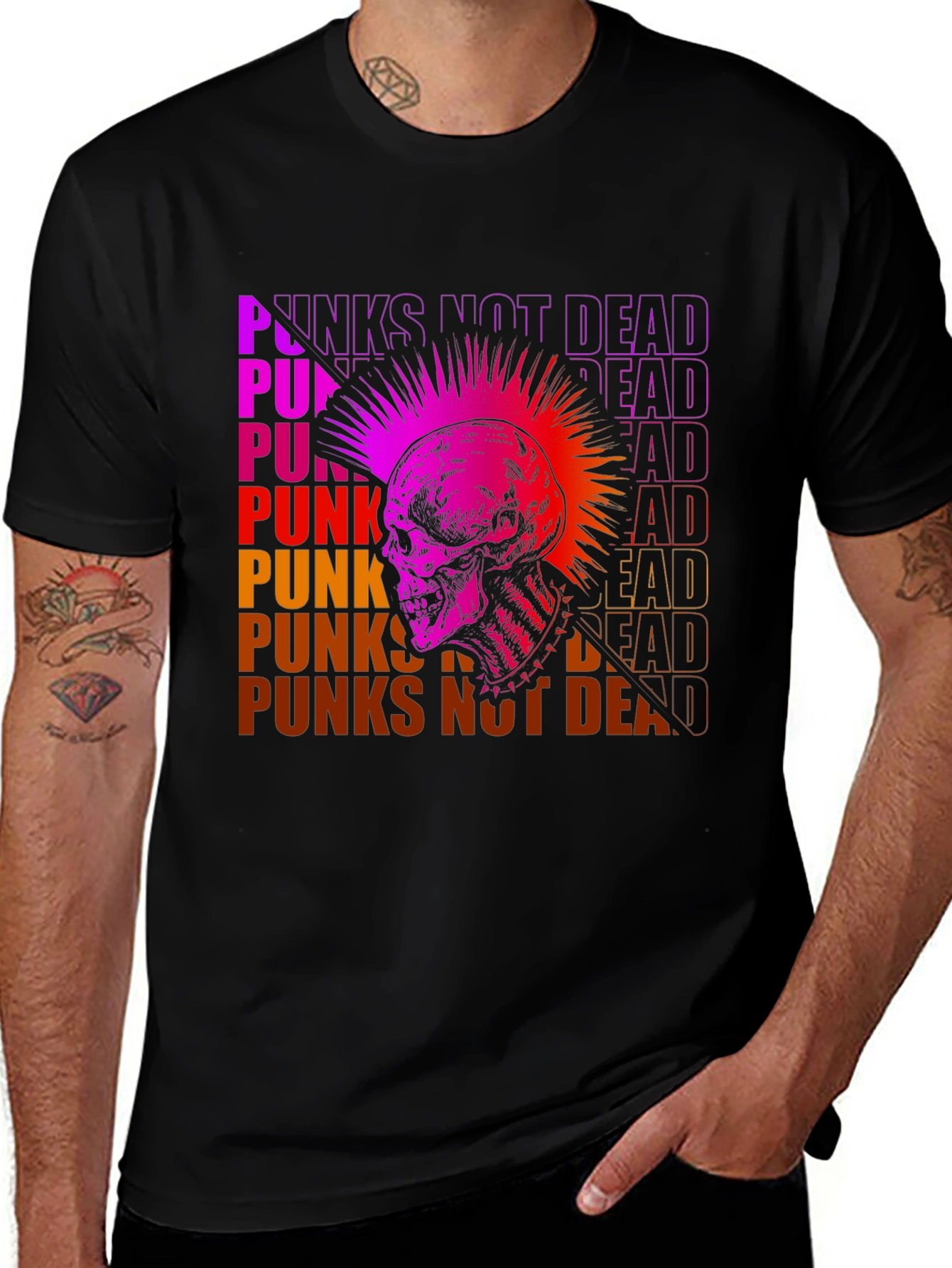 Variant 16 of Punk's Not Dead Graphic Tee - Skull Design