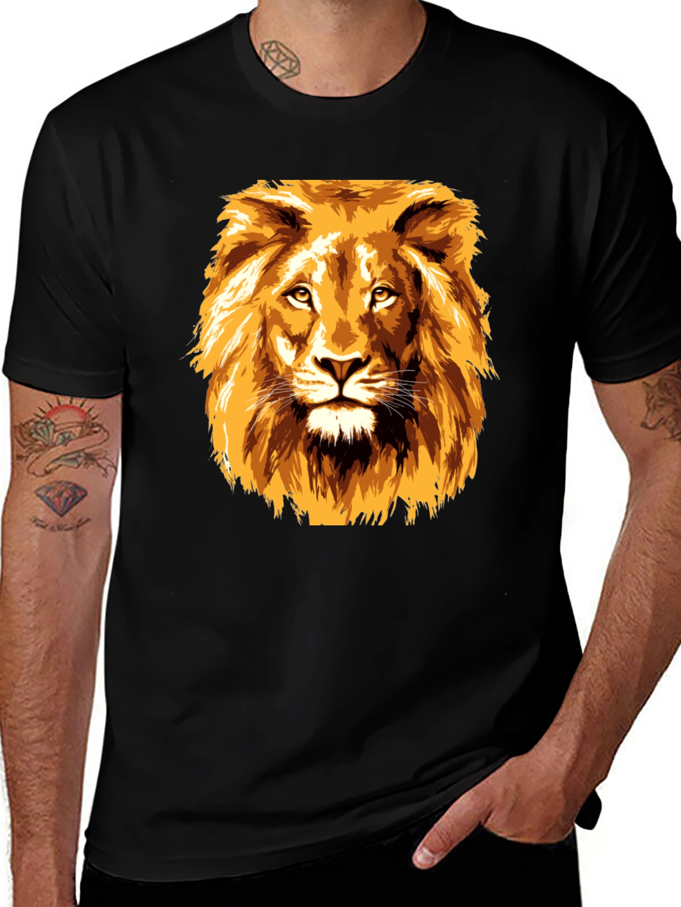 Black Lion Graphic Tee - Bold Animal Print T-Shirt main image