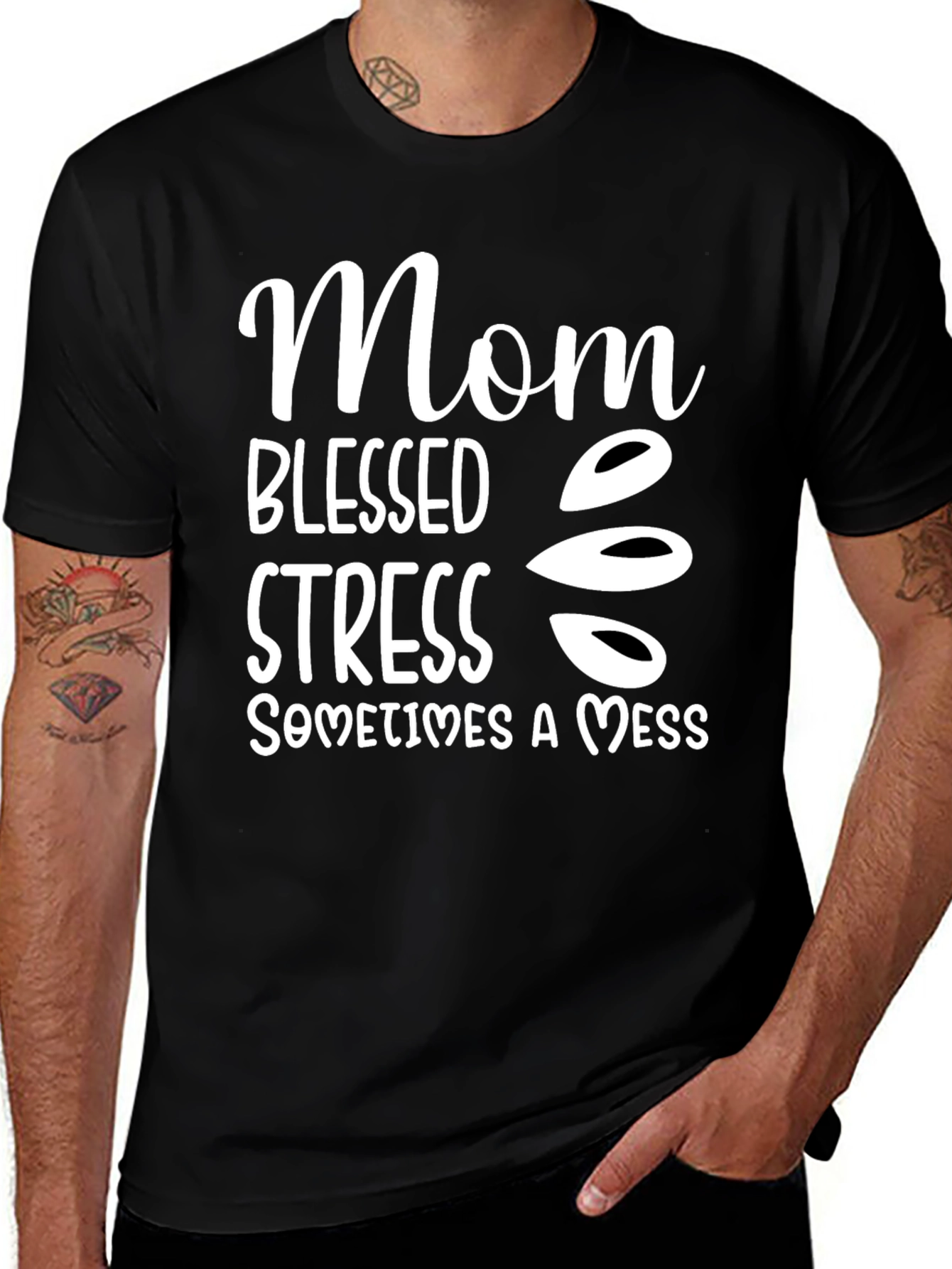 Variant 21 of Mom Blessed Stress Mess T-Shirt