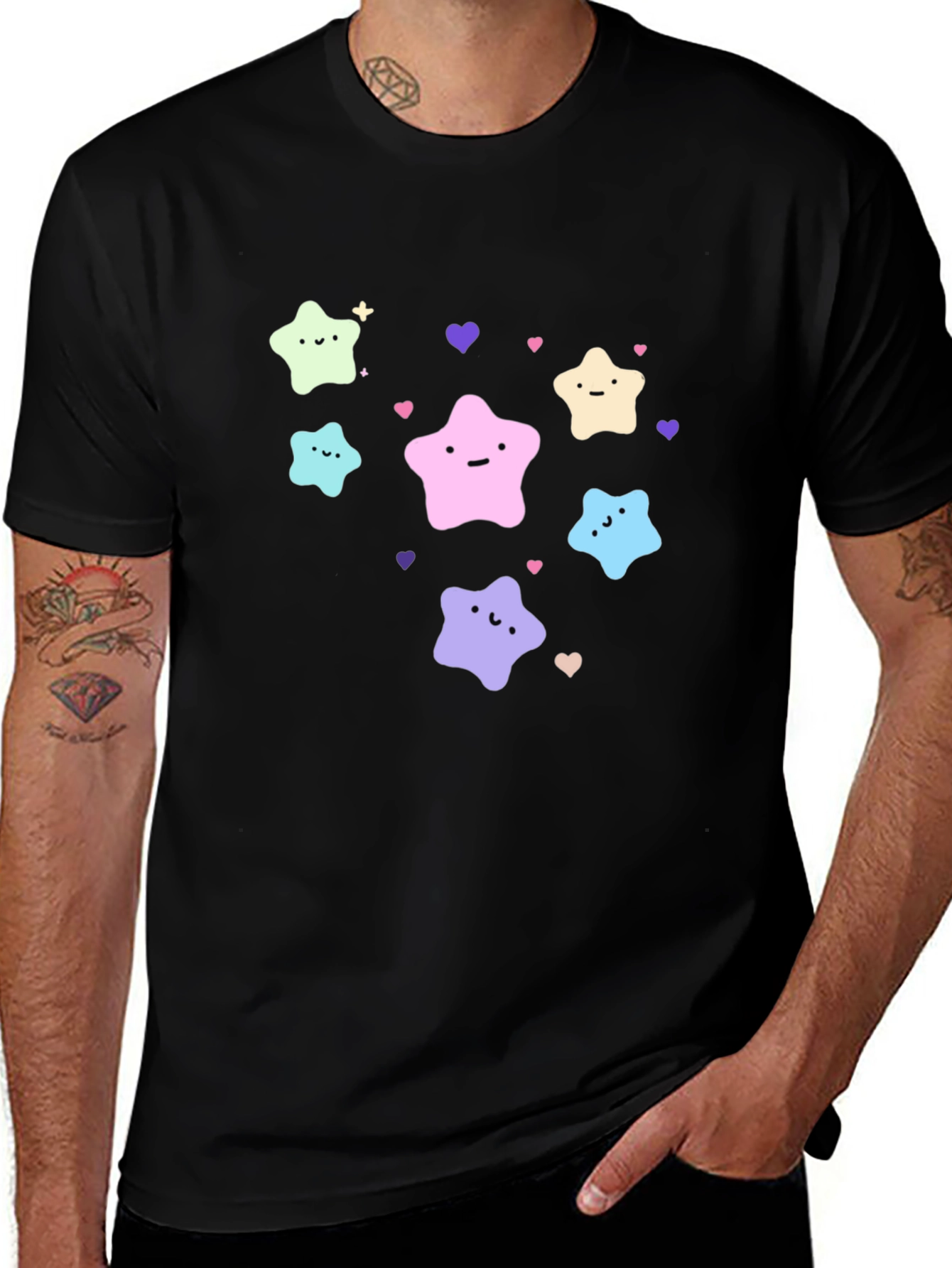 Variant 2 of Cute Starry Night Black T-Shirt