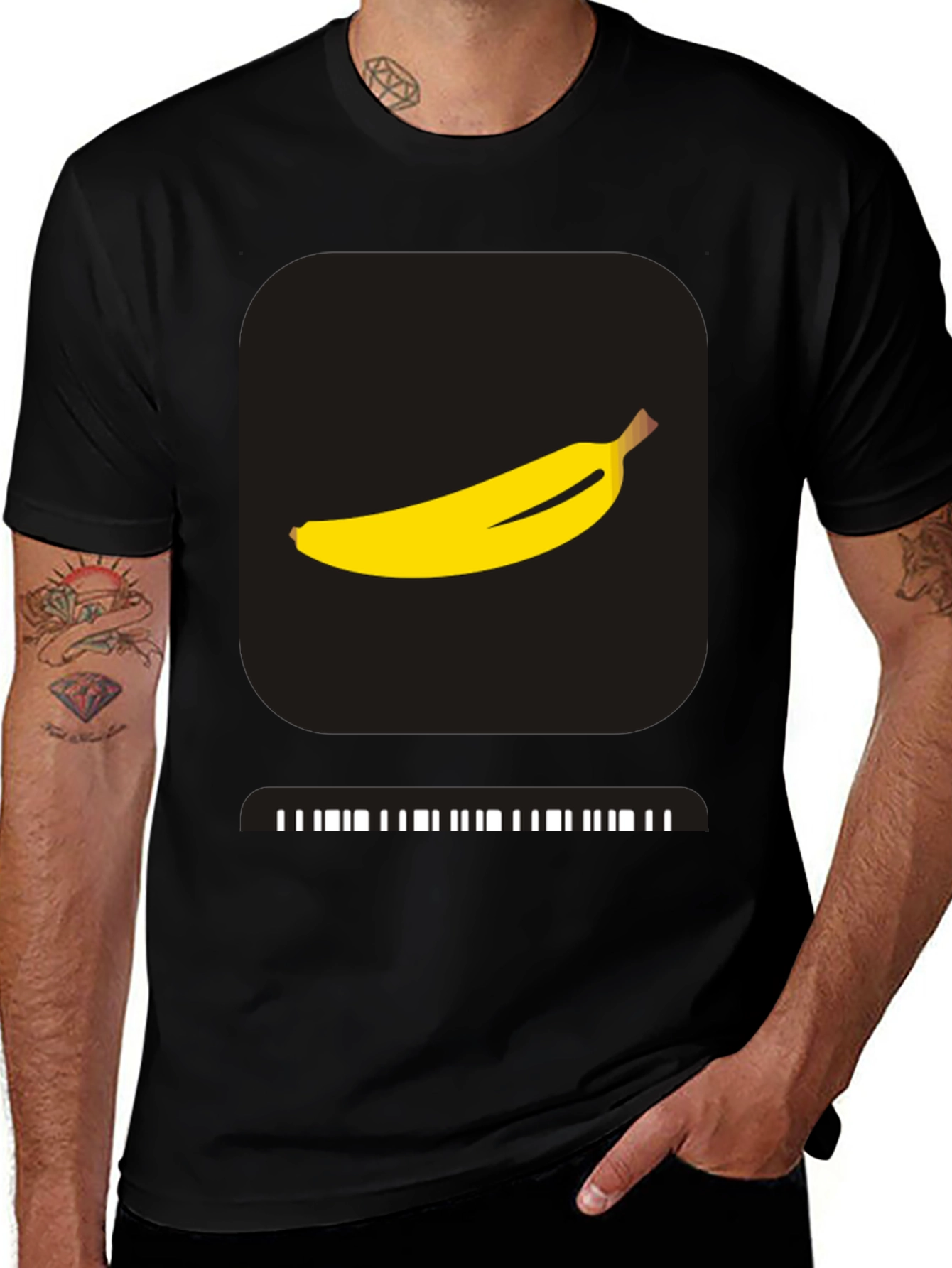 Variant 23 of Banana Barcode Graphic Tee - Black Unisex T-Shirt