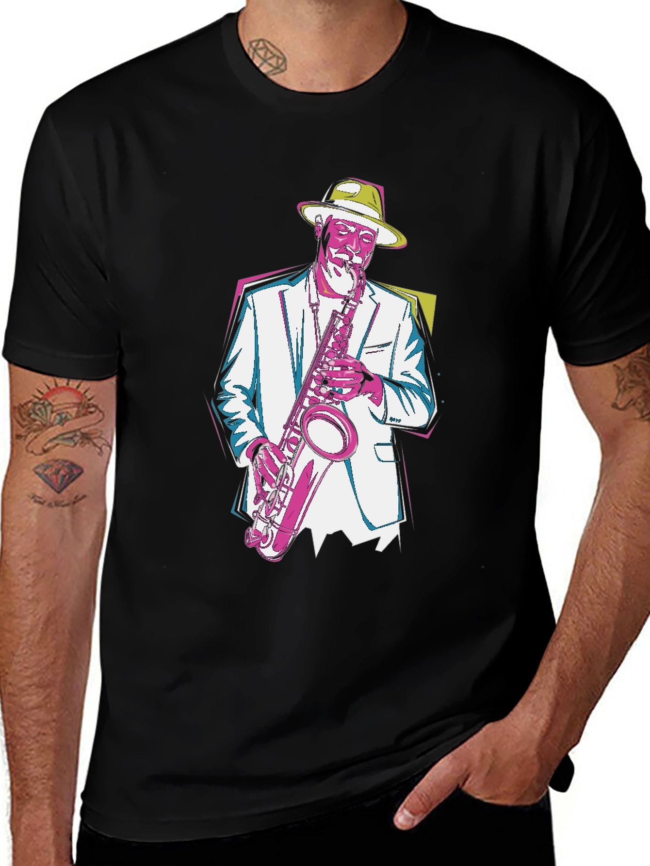 Variant 3 of Jazz Saxophone Graphic T-Shirt - Cool Music Tee