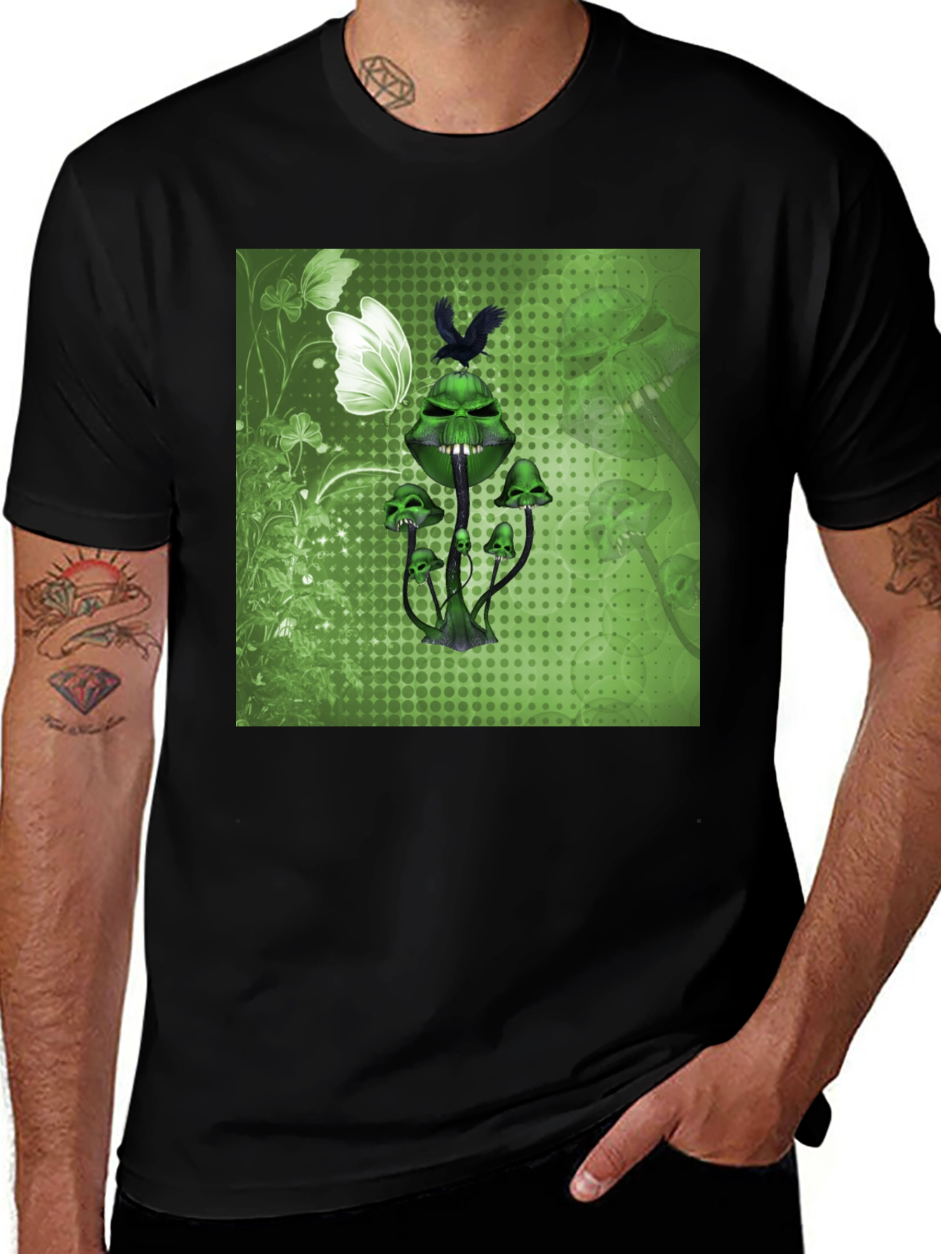 Variant 25 of Grim Green Mushroom Graphic Tee - Edgy & Unique