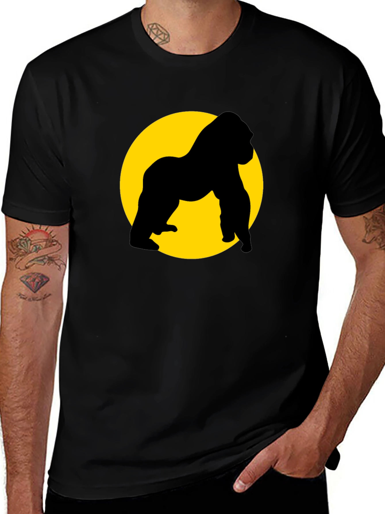 Variant 8 of Gorilla Silhouette T-Shirt - Black