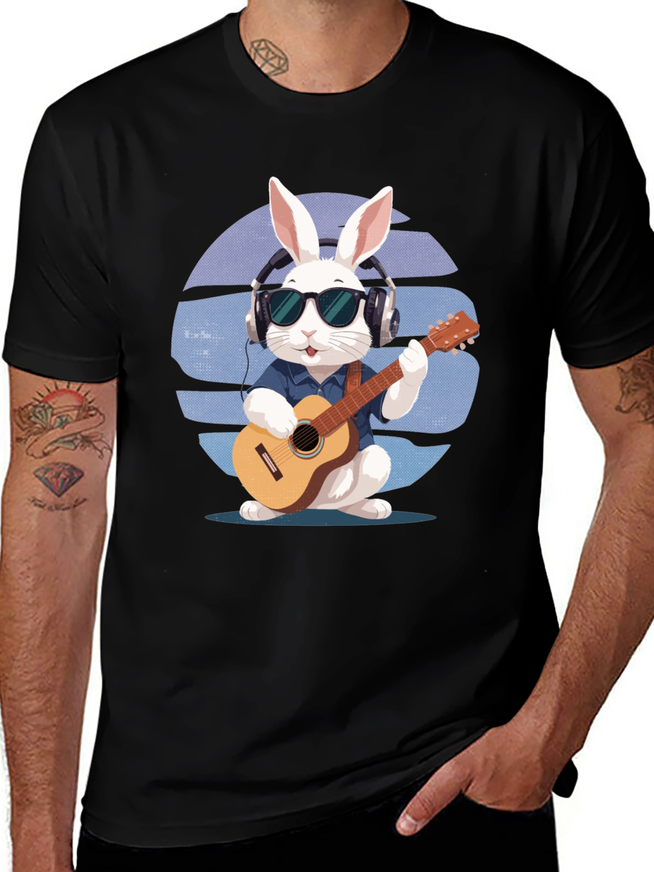 Variant 23 of Cool Rabbit Guitarist Graphic Tee