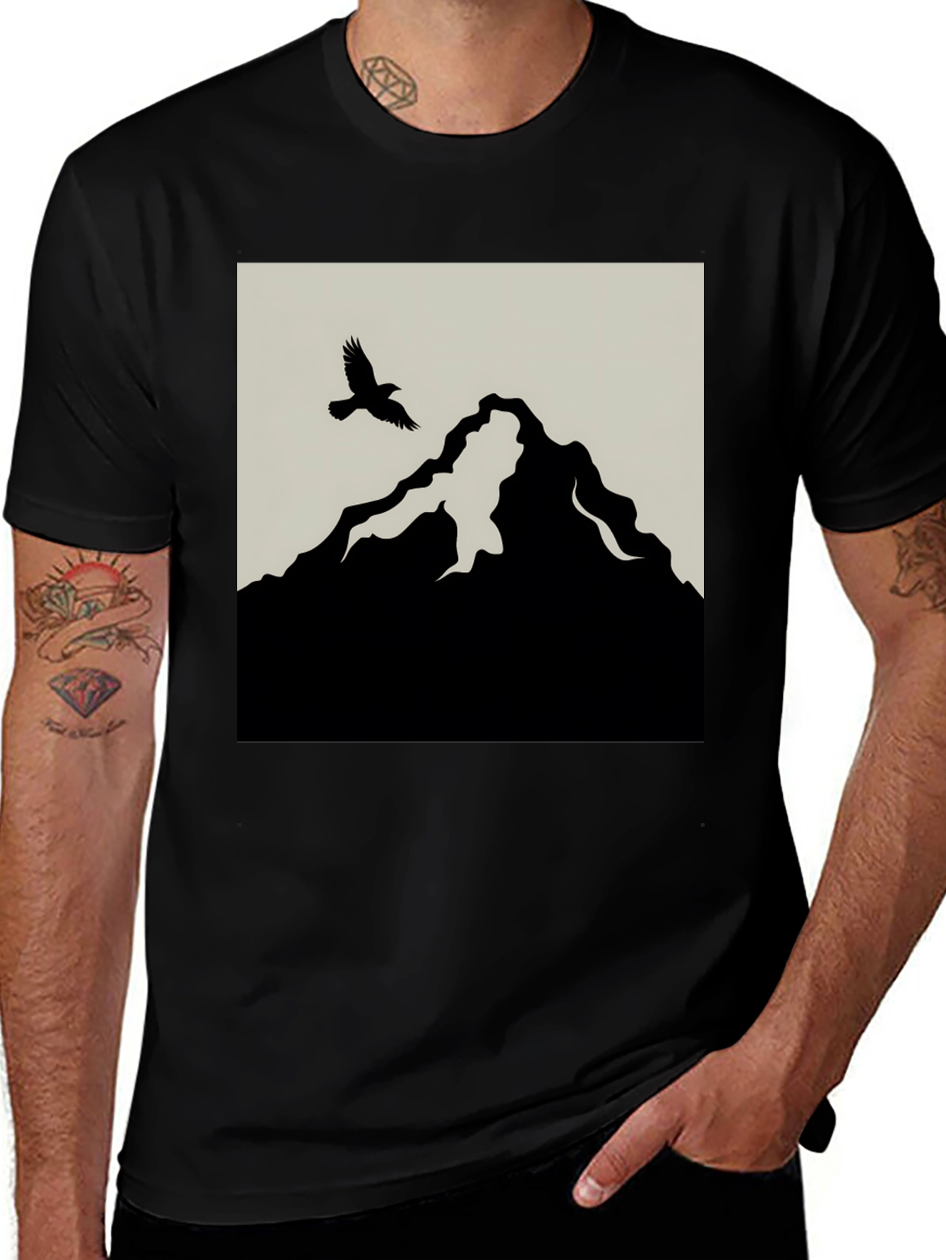 Variant 16 of Mountain & Raven Graphic Tee - Black Cotton Casual Shirt