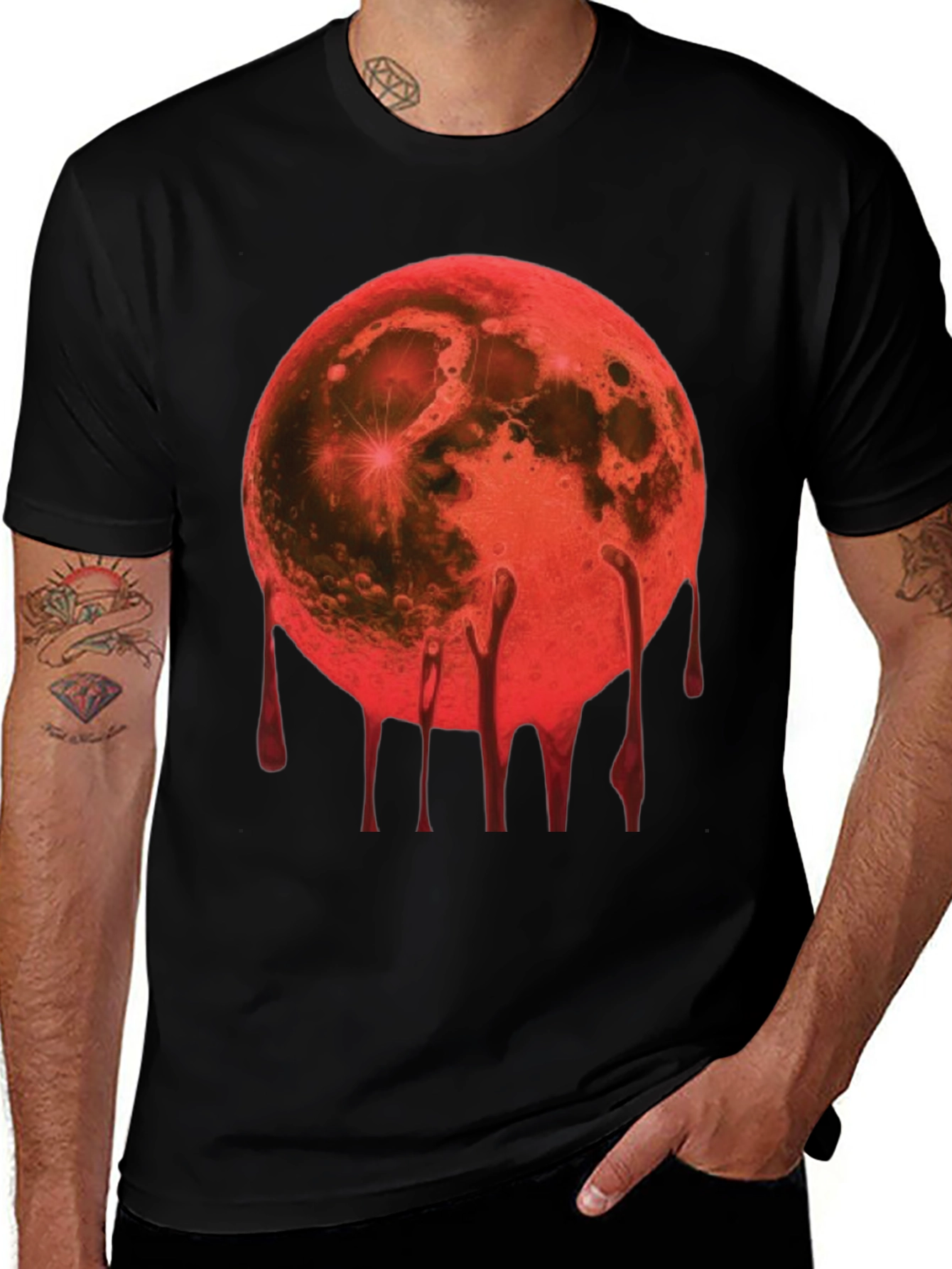Variant 3 of Blood Moon Graphic Tee - Men's Black T-Shirt