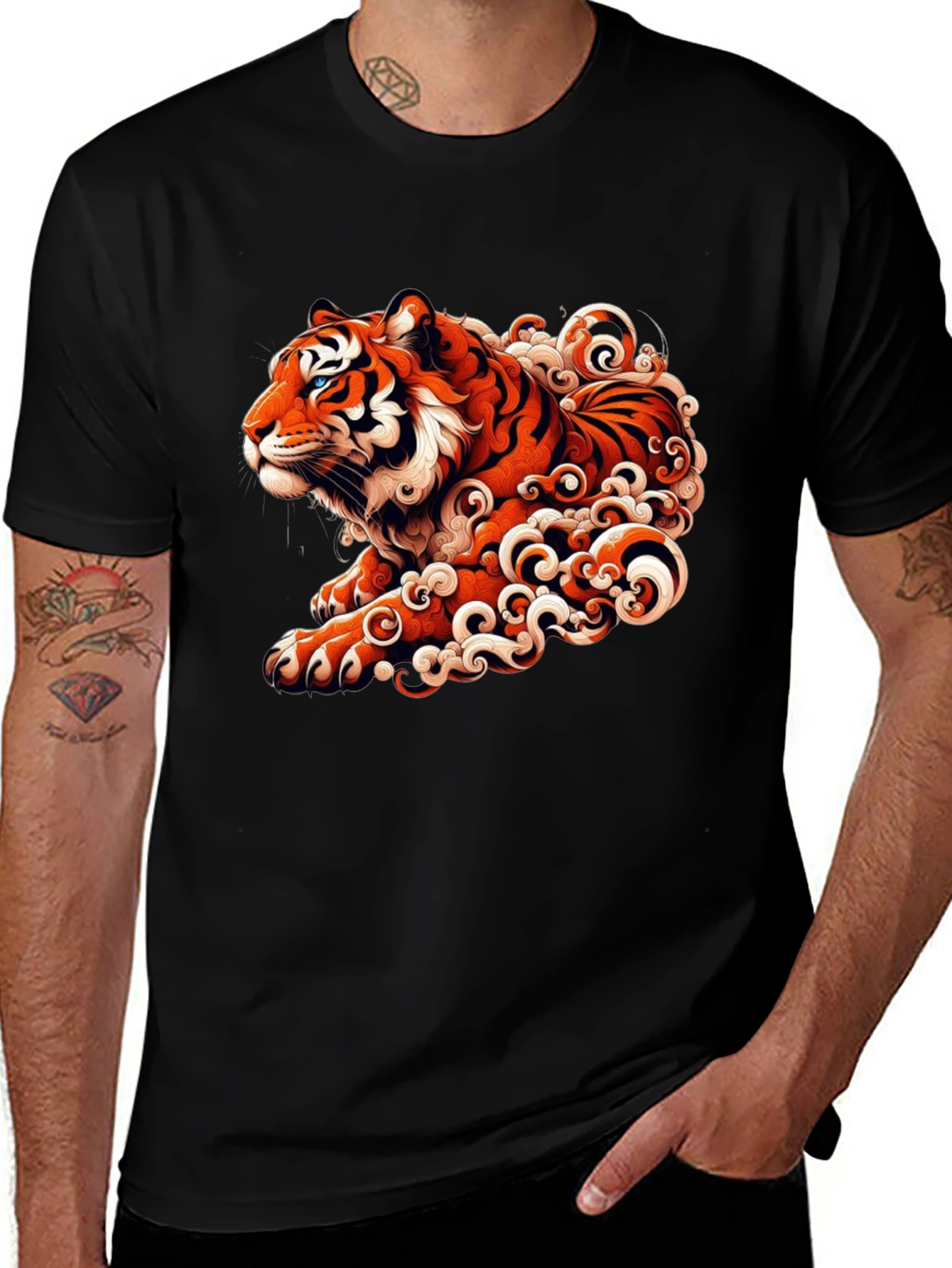 Variant 29 of Tiger Graphic Black T-Shirt