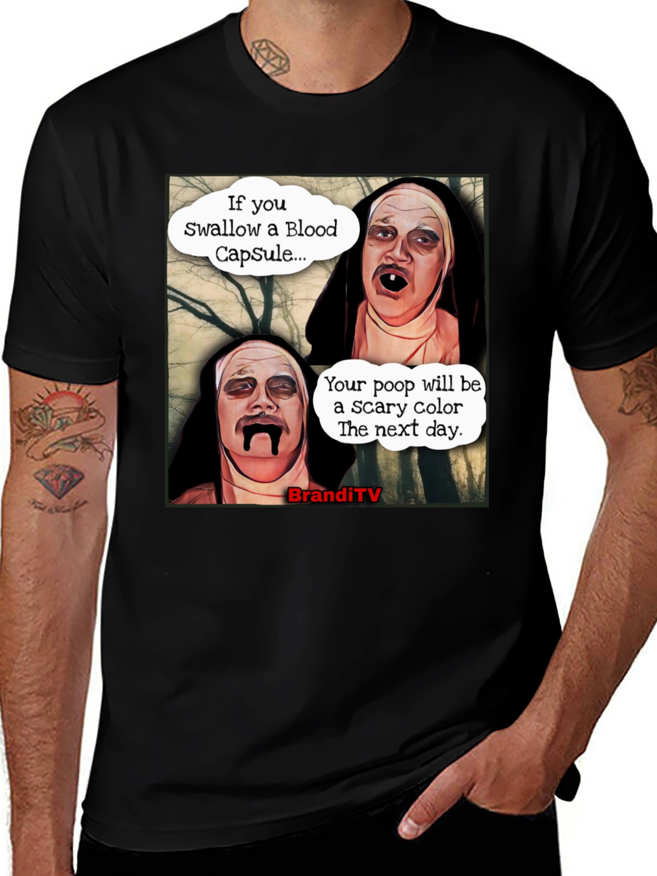 Variant 19 of Scary Nun Blood Capsule T-Shirt