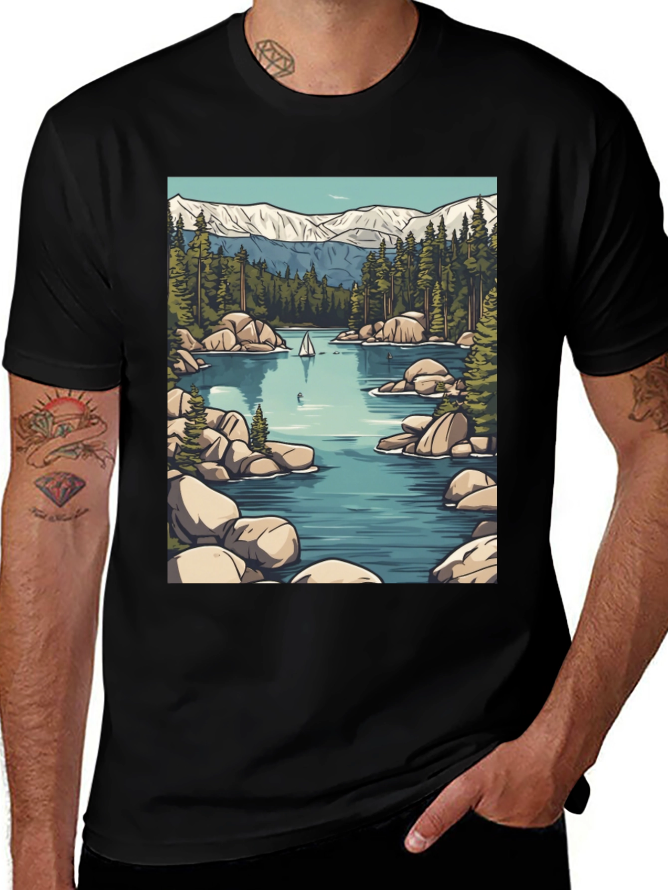 Variant 26 of Lake Scene Graphic Tee