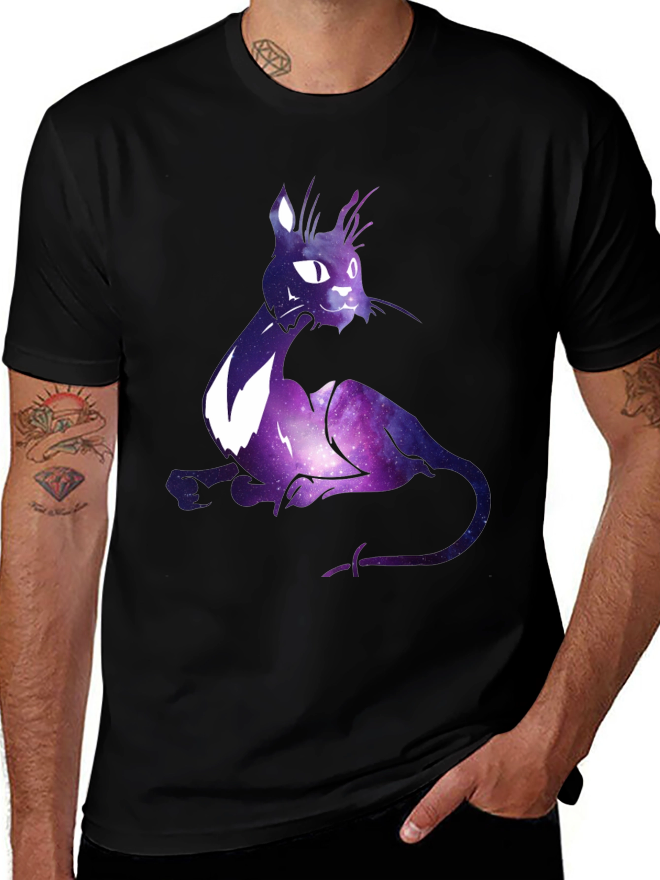 Variant 17 of Galaxy Cat Graphic T-Shirt - Cosmic Feline Design