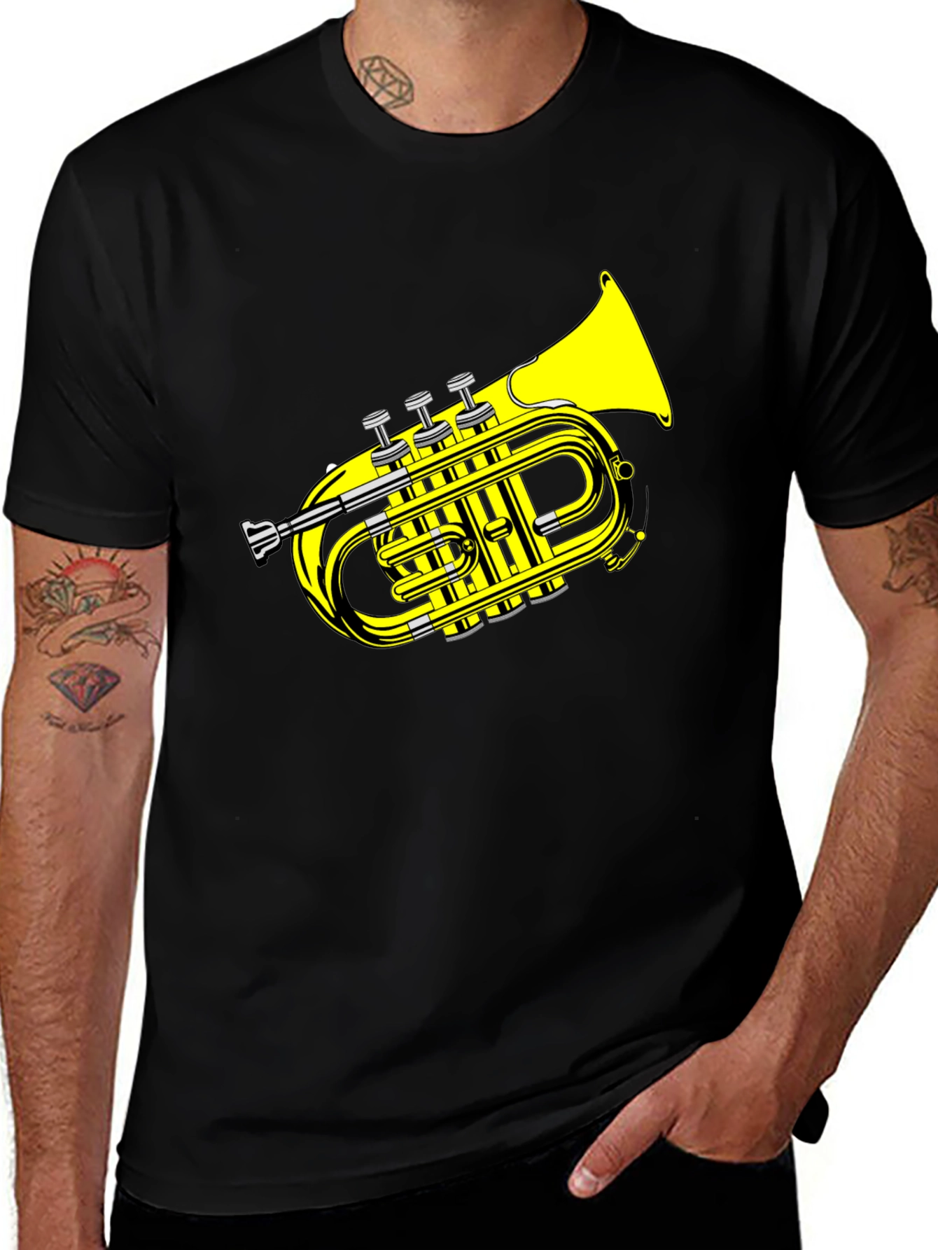 Variant 4 of Trumpet Graphic Tee - Black Cotton T-Shirt