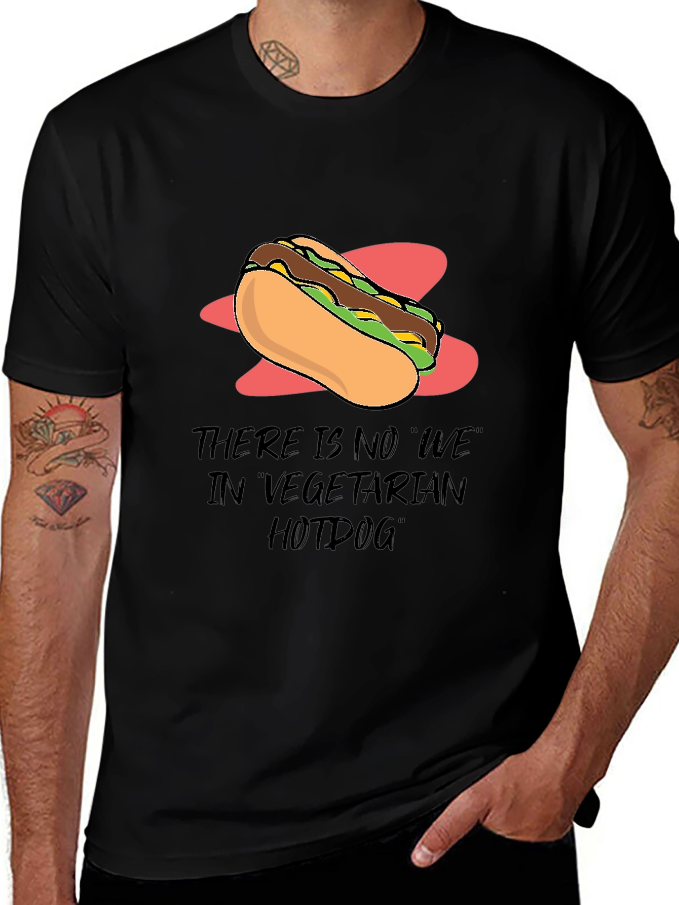 Variant 27 of Vegetarian Hotdog Humor T-Shirt