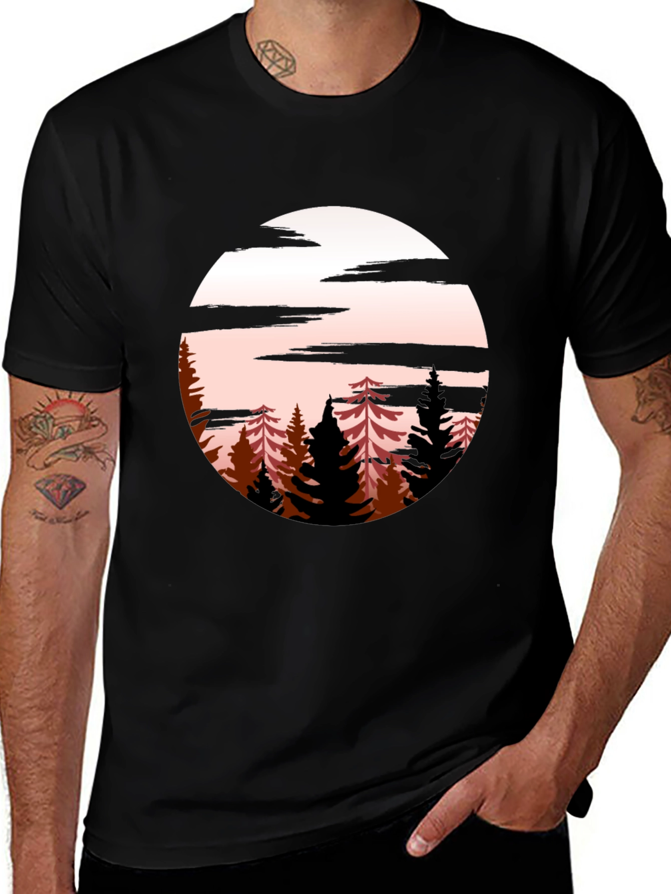 Variant 24 of Nature Scene Graphic Tee - Black Cotton Blend