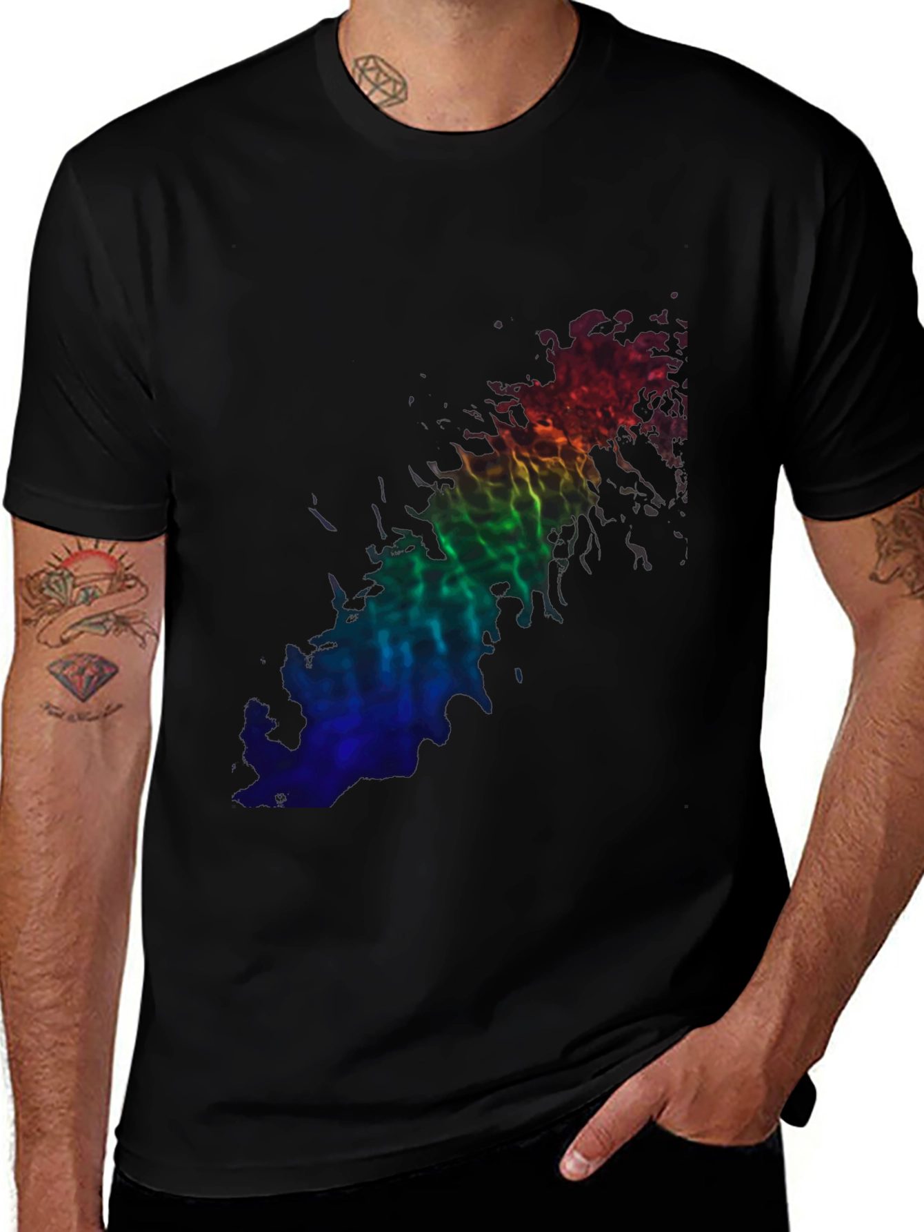 Variant 7 of Rainbow Flame Graphic Black T-Shirt