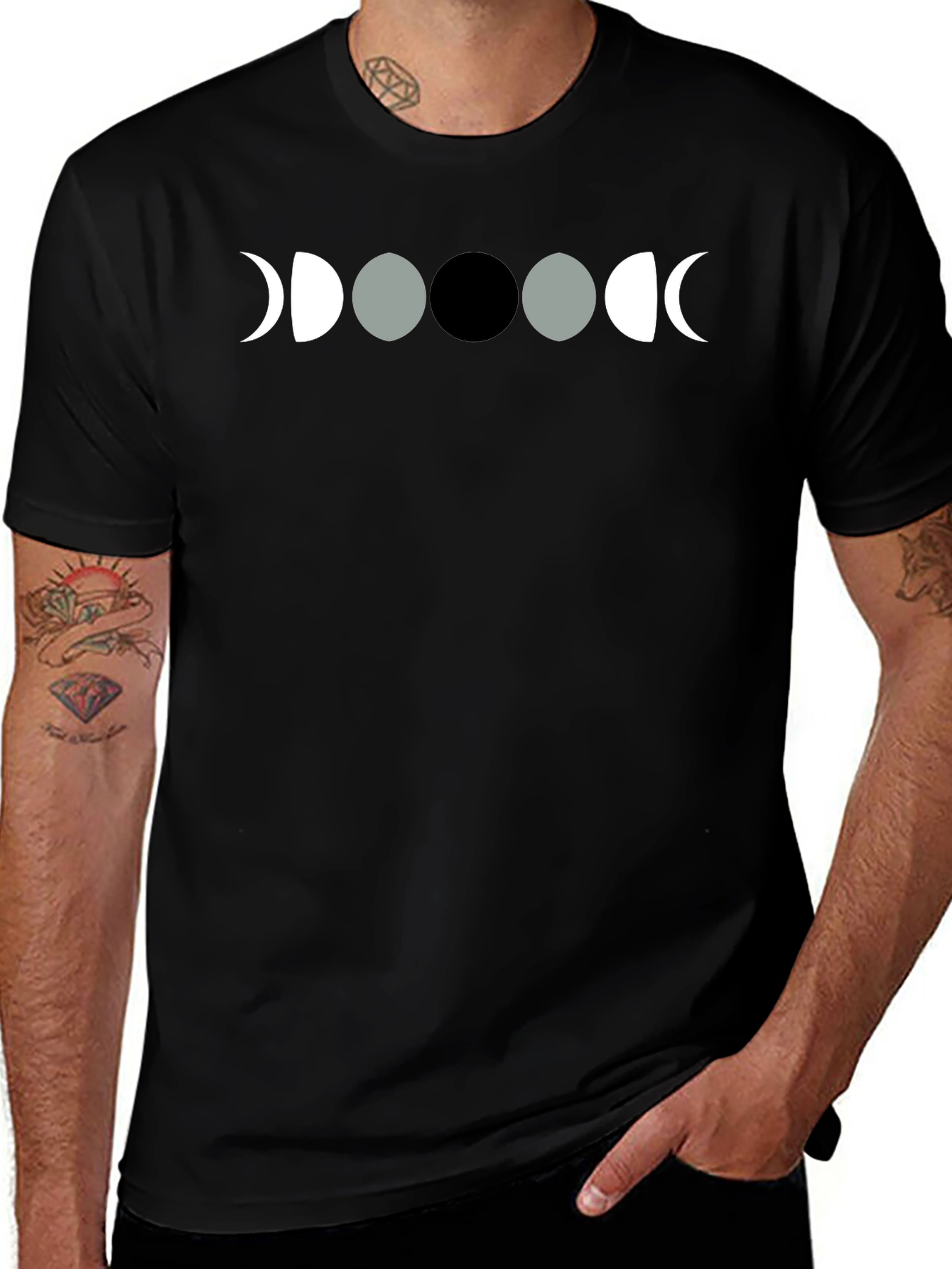 Variant 11 of Moon Phase Graphic Tee - Stylish Black T-Shirt