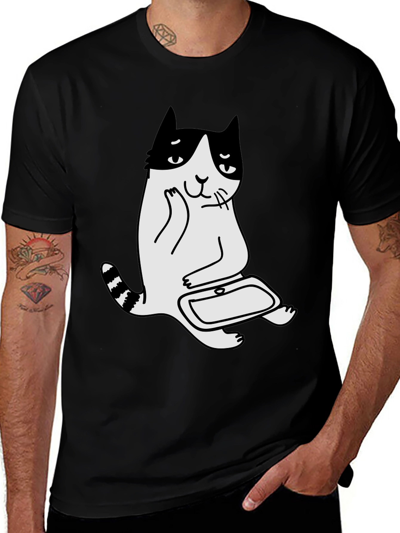 Variant 18 of Funny Cat T-Shirt - Black Graphic Tee