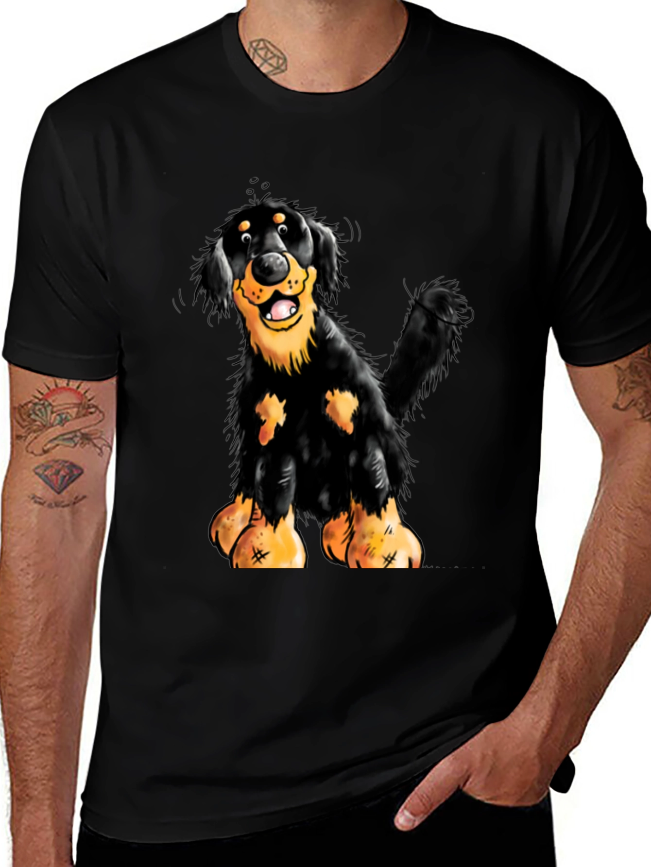 Variant 17 of Cartoon Dog Graphic Black T-Shirt
