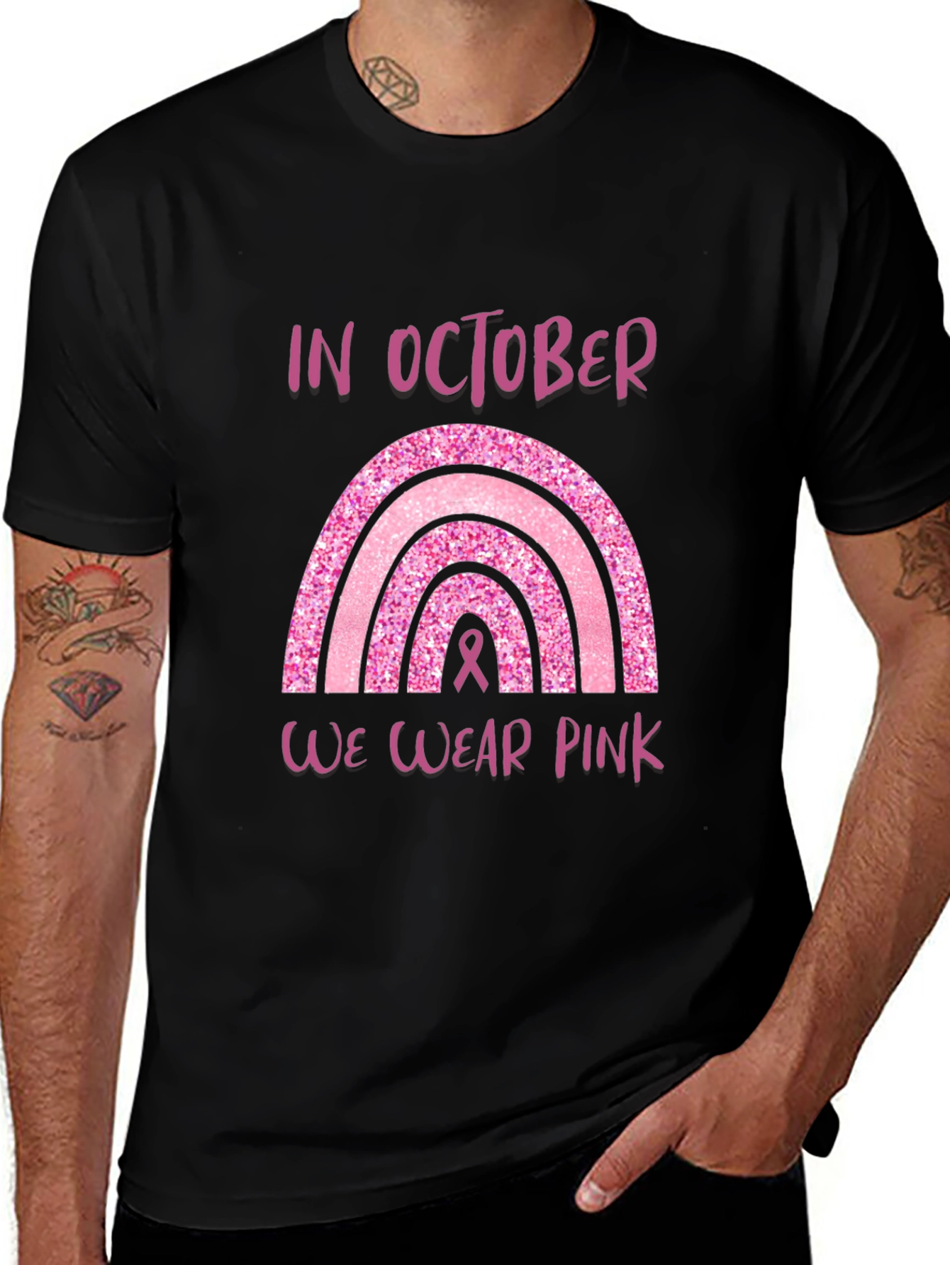 Variant 10 of Pink October Breast Cancer Awareness Rainbow T-Shirt