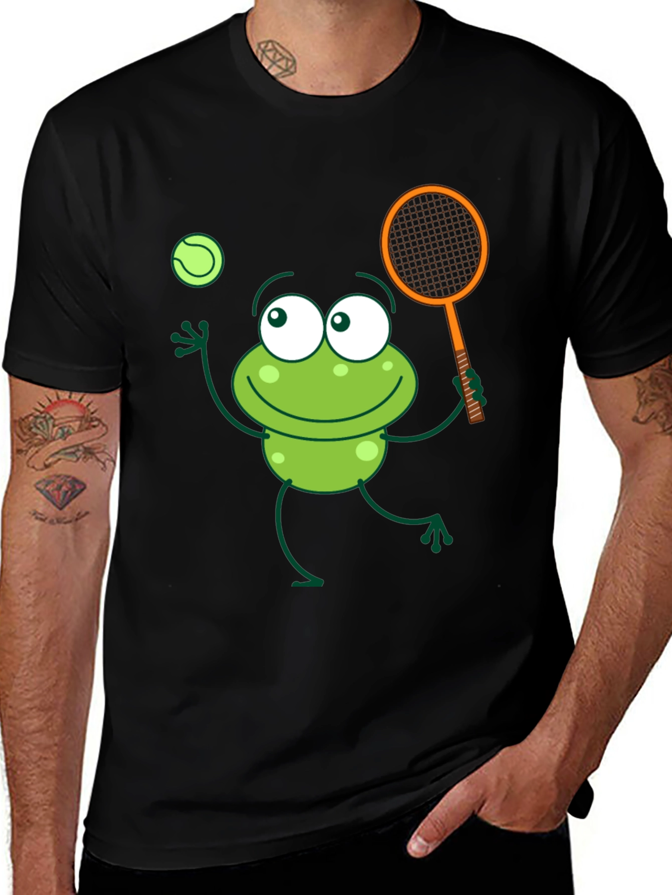 Variant 27 of Funny Frog Tennis Graphic T-Shirt
