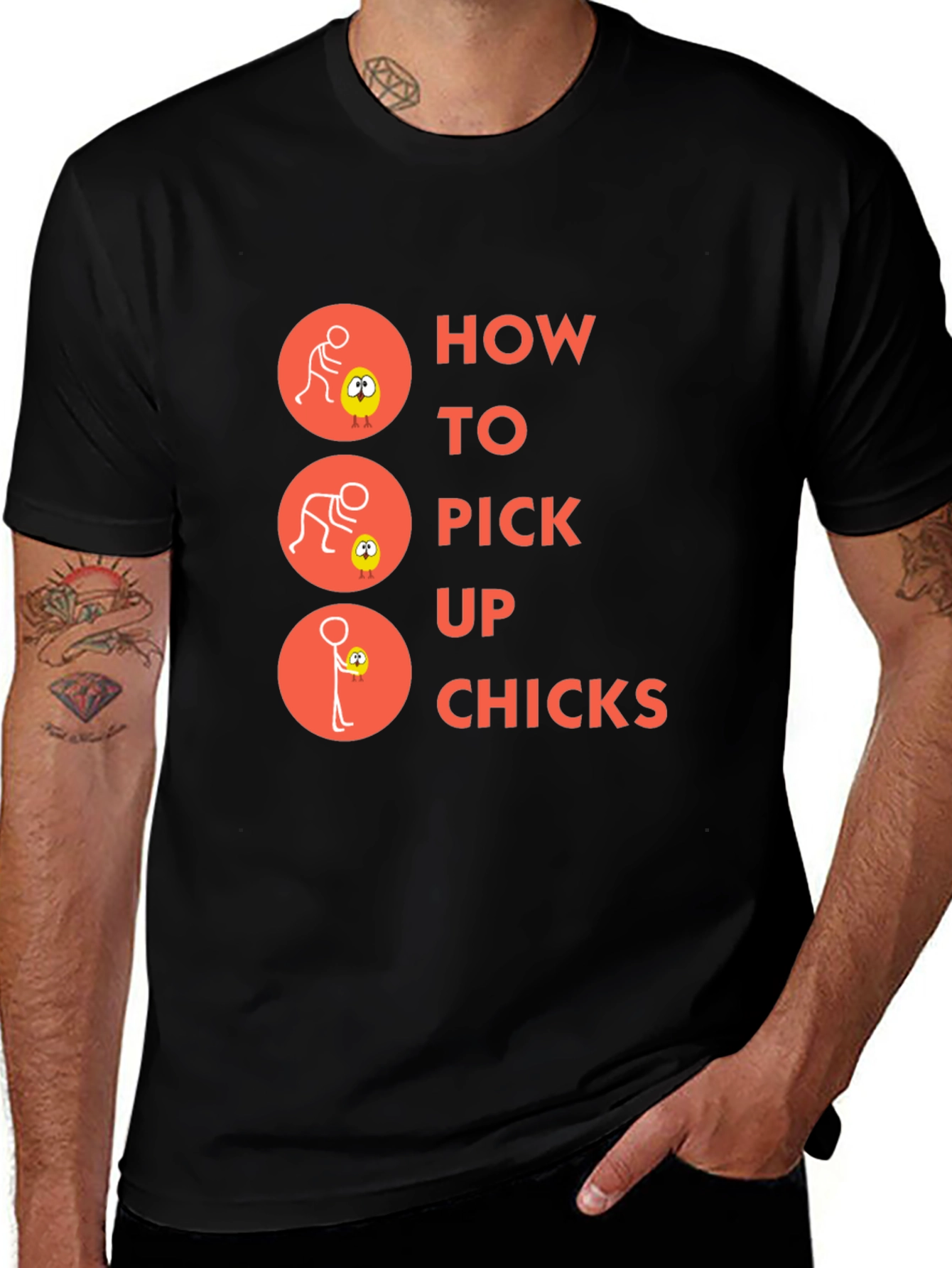Variant 20 of Humorous "How to Pick Up Chicks" Graphic T-Shirt
