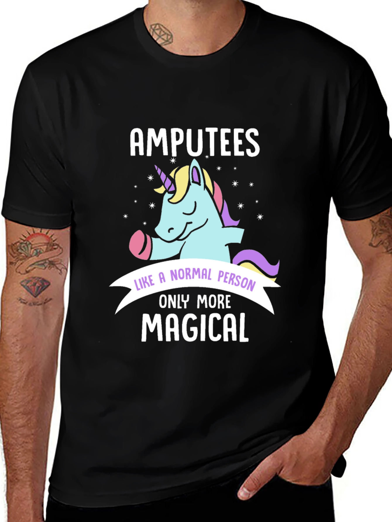 Variant 4 of Amputees Like a Normal Person Unicorn T-Shirt