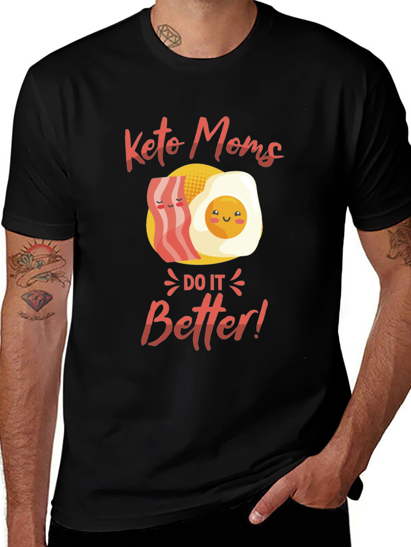 Variant 25 of Keto Moms T-Shirt: Bacon & Egg Design