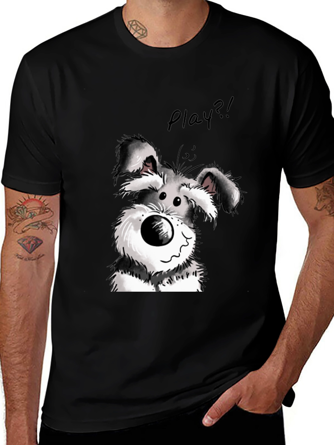 Variant 9 of Playful Dog Graphic Tee - Black