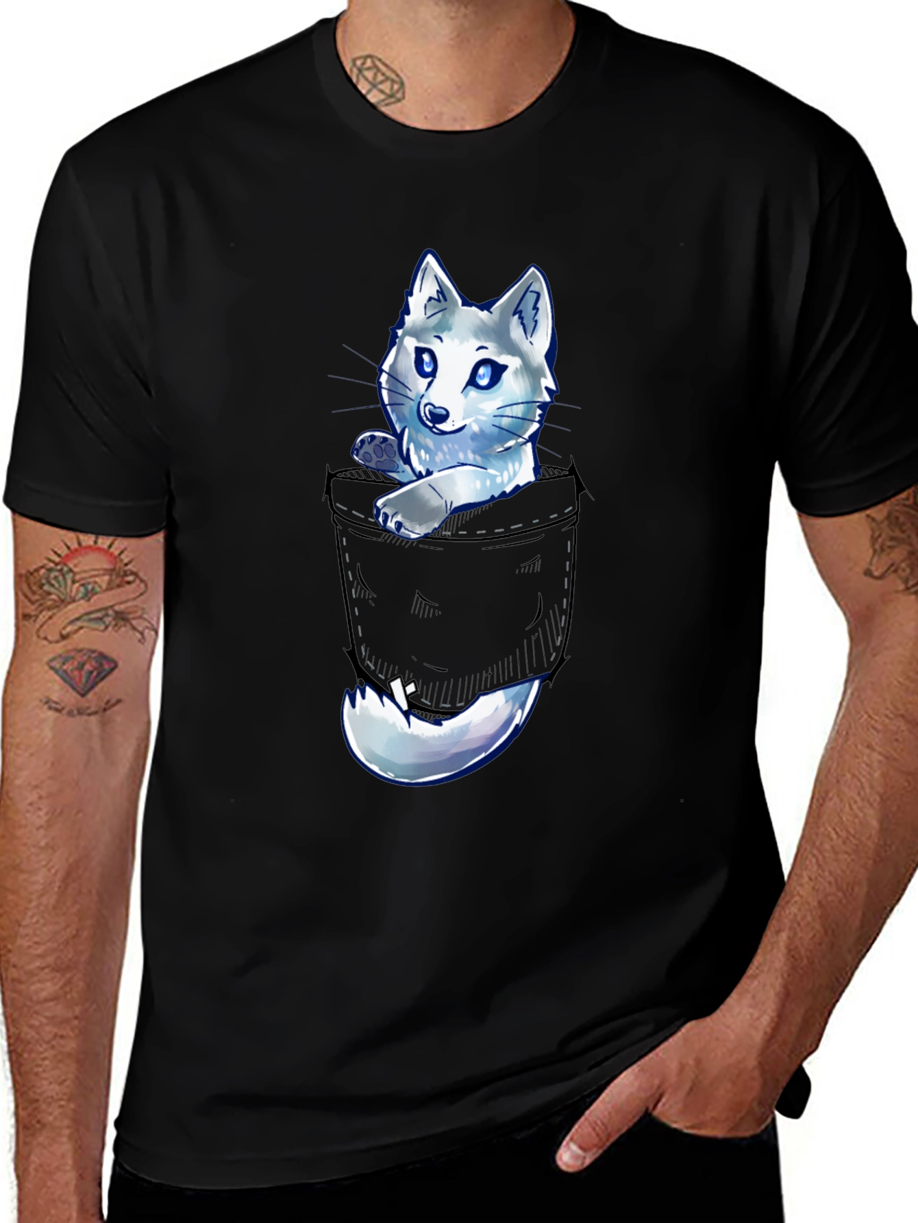 Variant 15 of Arctic Fox Pocket Graphic Tee - Cool Comfort Style