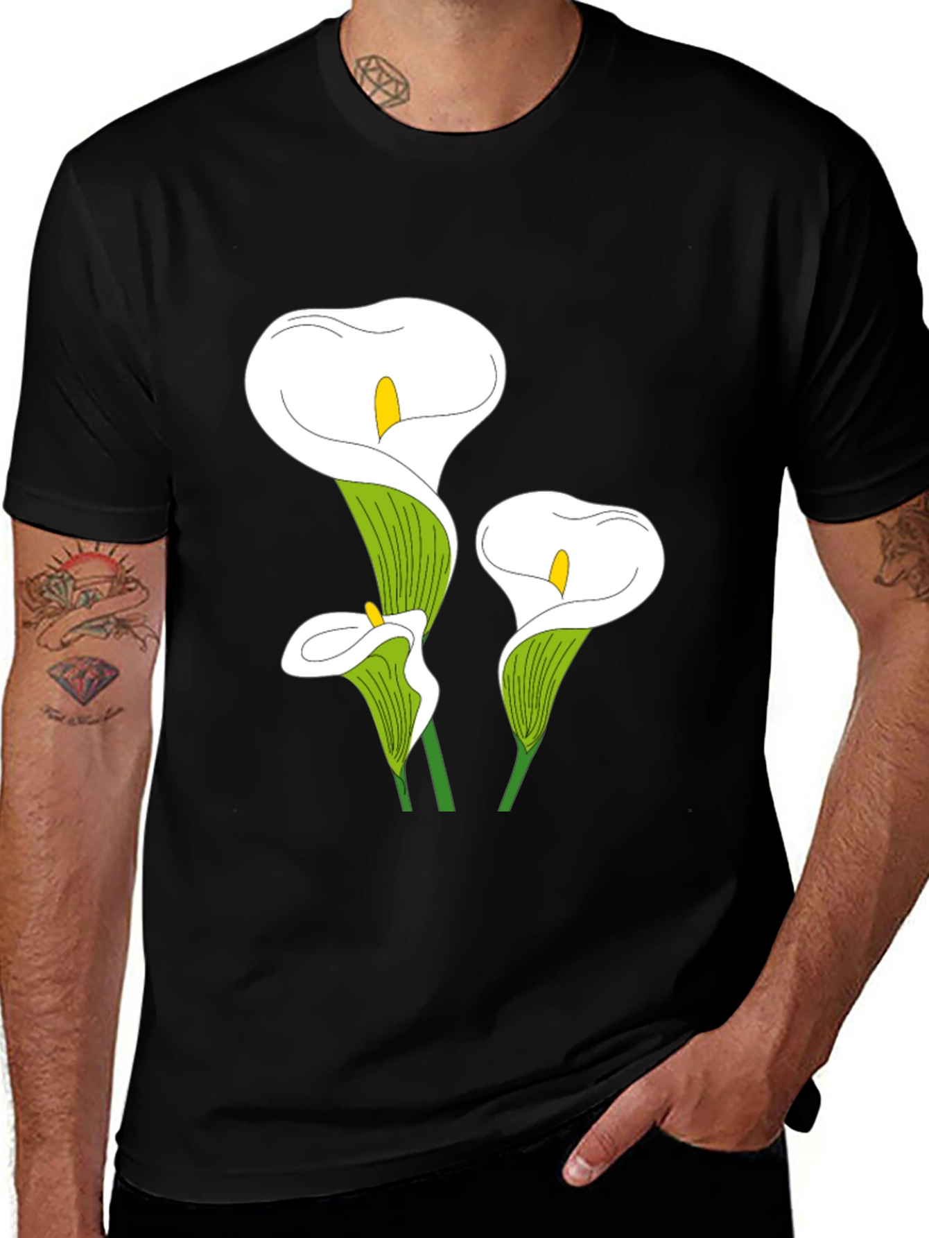 Variant 26 of Calla Lily Graphic Tee - Black Casual T-Shirt