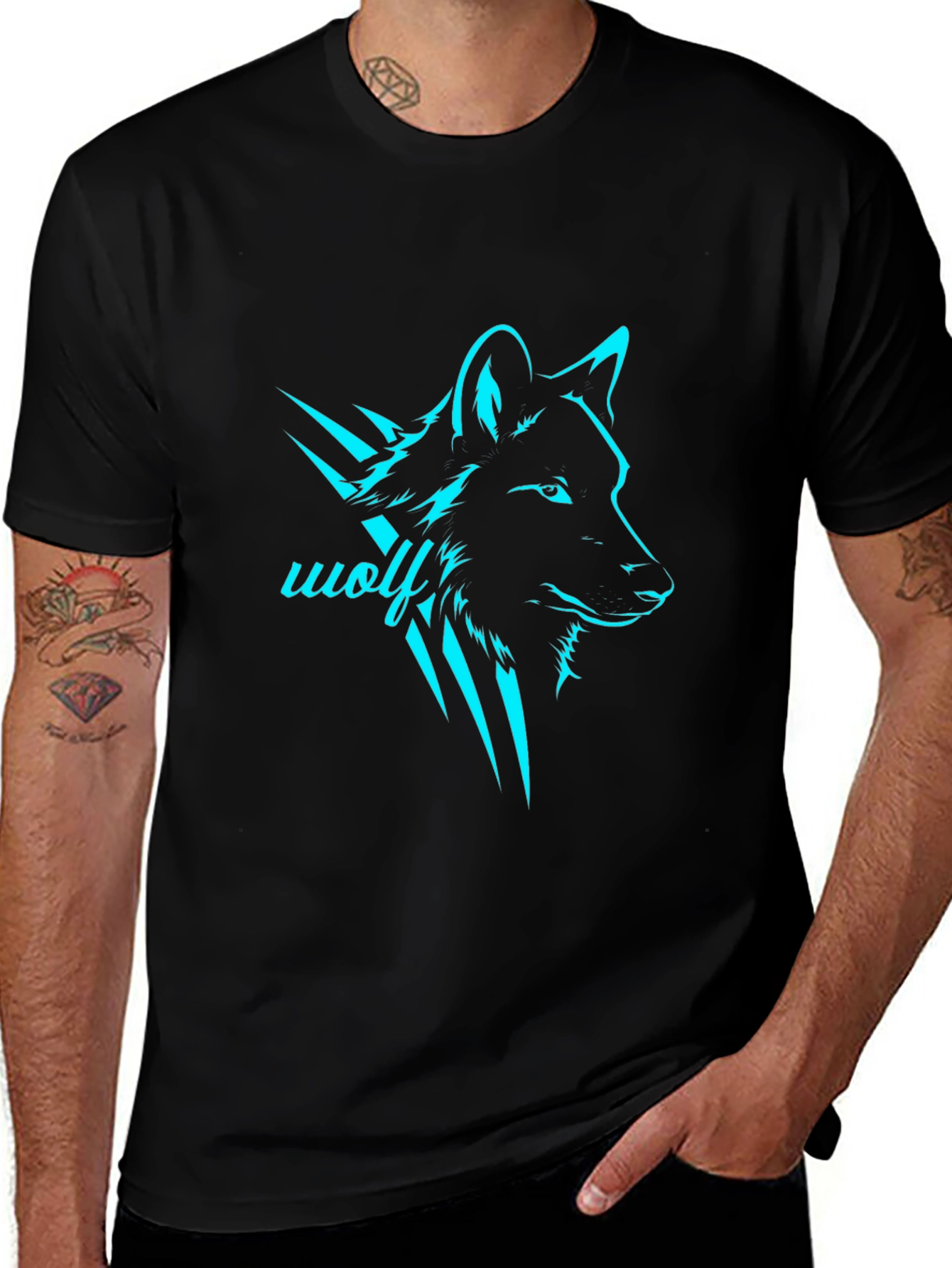 Variant 18 of Men's Black Wolf Graphic T-Shirt