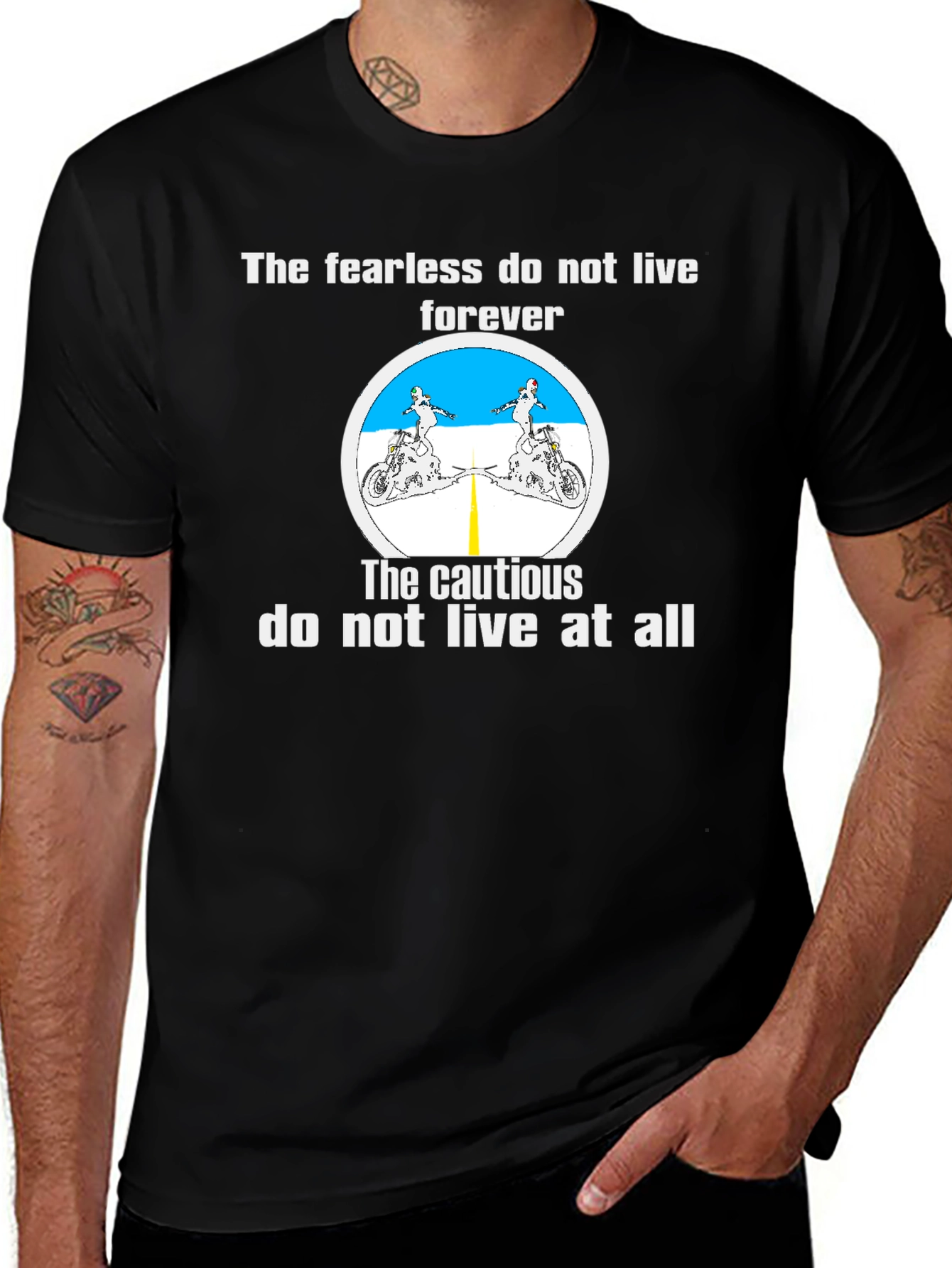 Variant 30 of Fearless Biker T-Shirt - Live Life to the Fullest